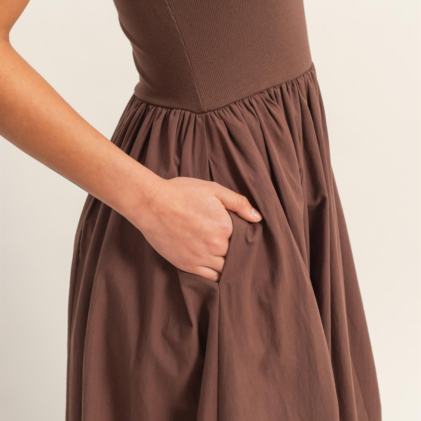 Wholesale Strapless Flowy Midi Dress Dresses DZ26A744 CHOCOLATE DOUBLE ZERO