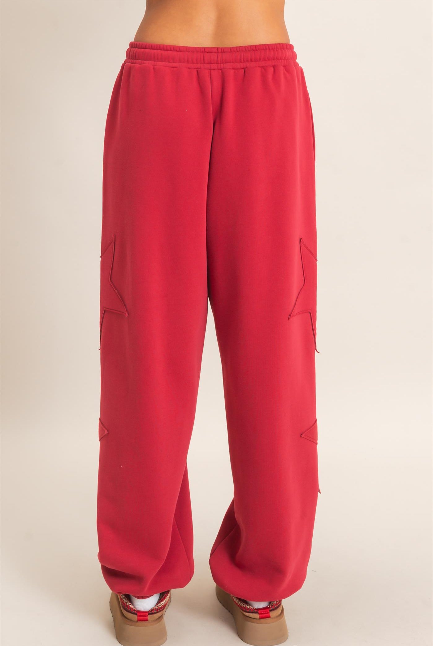 Wholesale Star Patch Jogger Pants Joggers DZ26E889 DARK RED DOUBLE ZERO