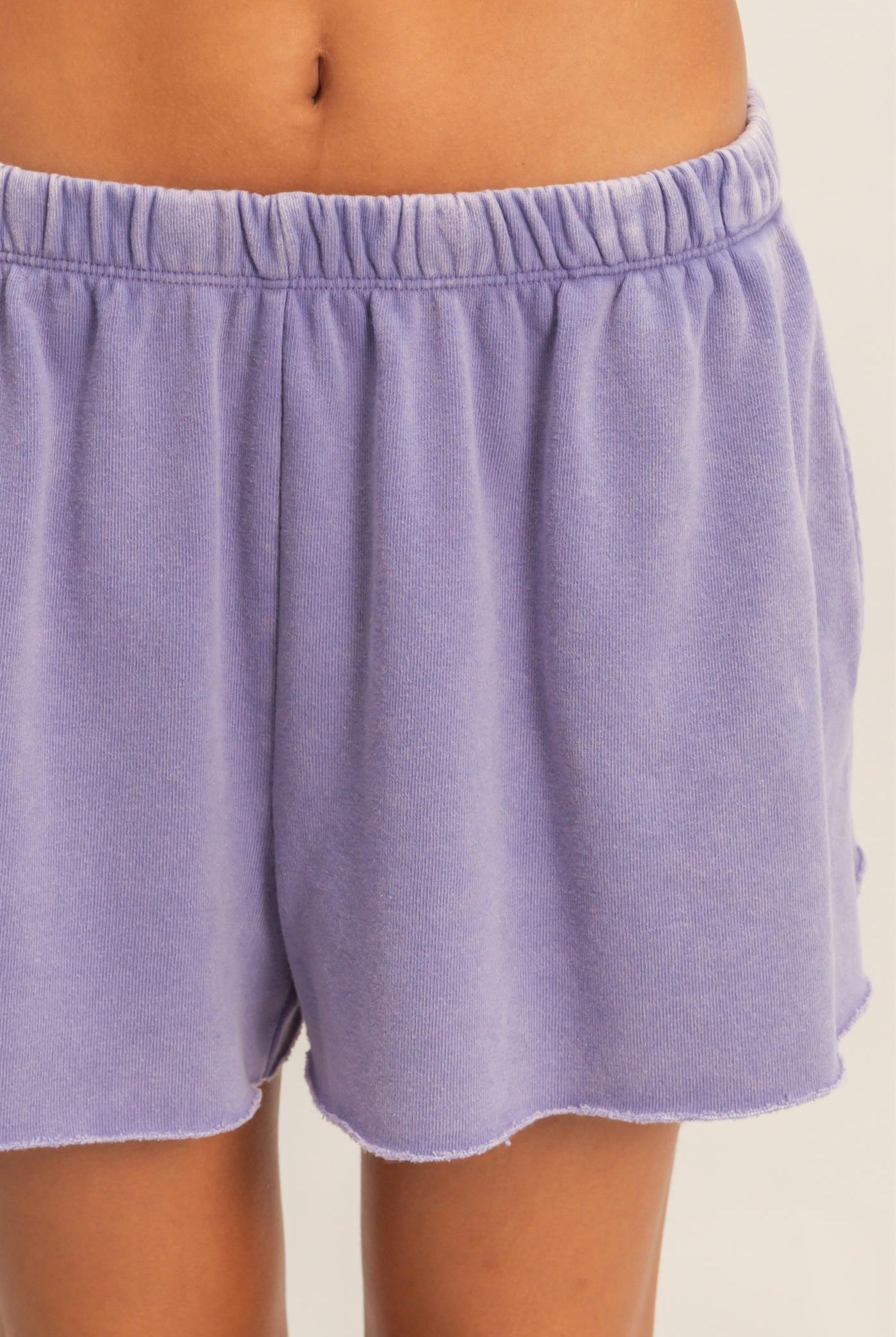 Wholesale Mineral Wash French Terry Shorts Shorts DZ26C040 DUSTY PURPLE DOUBLE ZERO