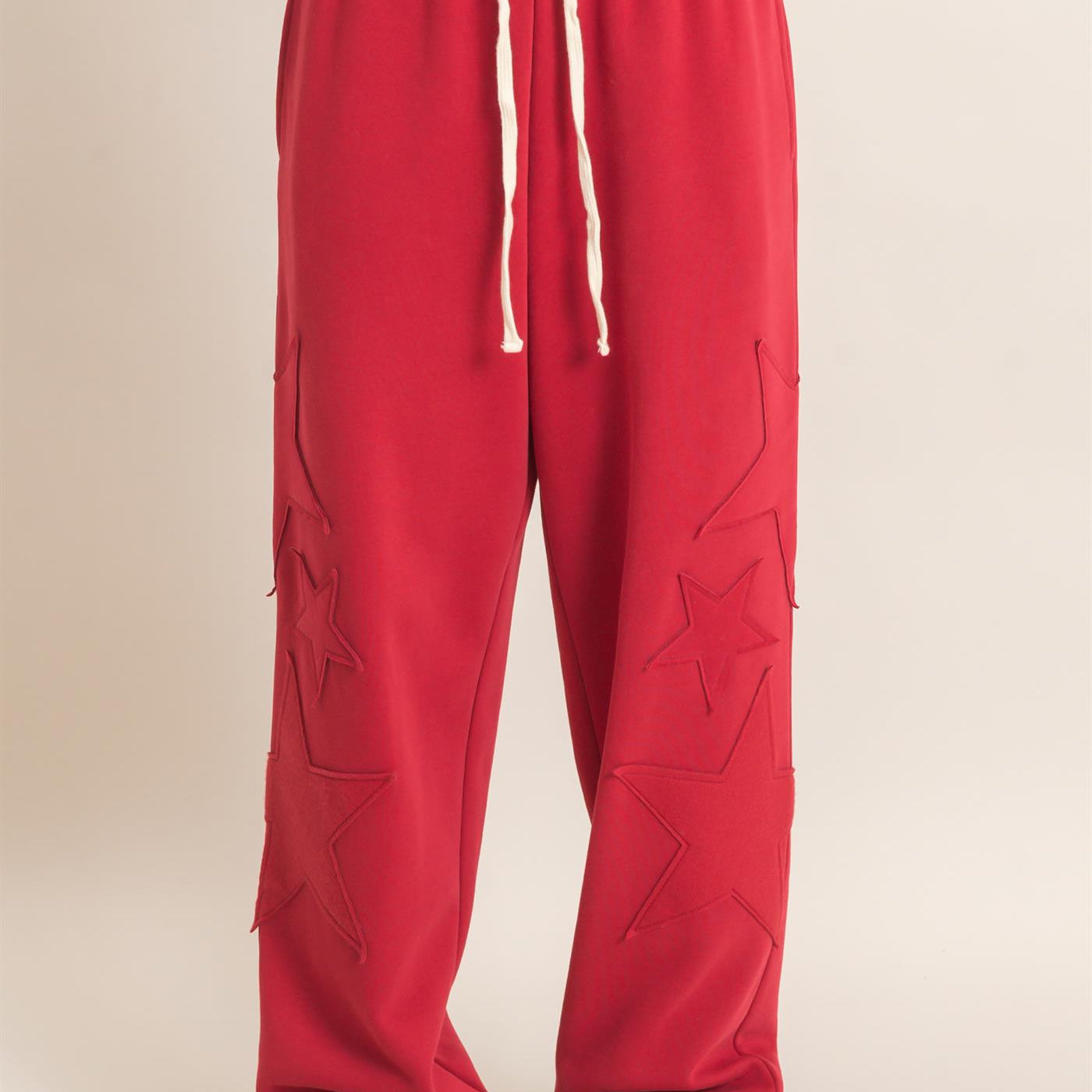 Wholesale Star Patch Jogger Pants Joggers DZ26E889 DARK RED DOUBLE ZERO