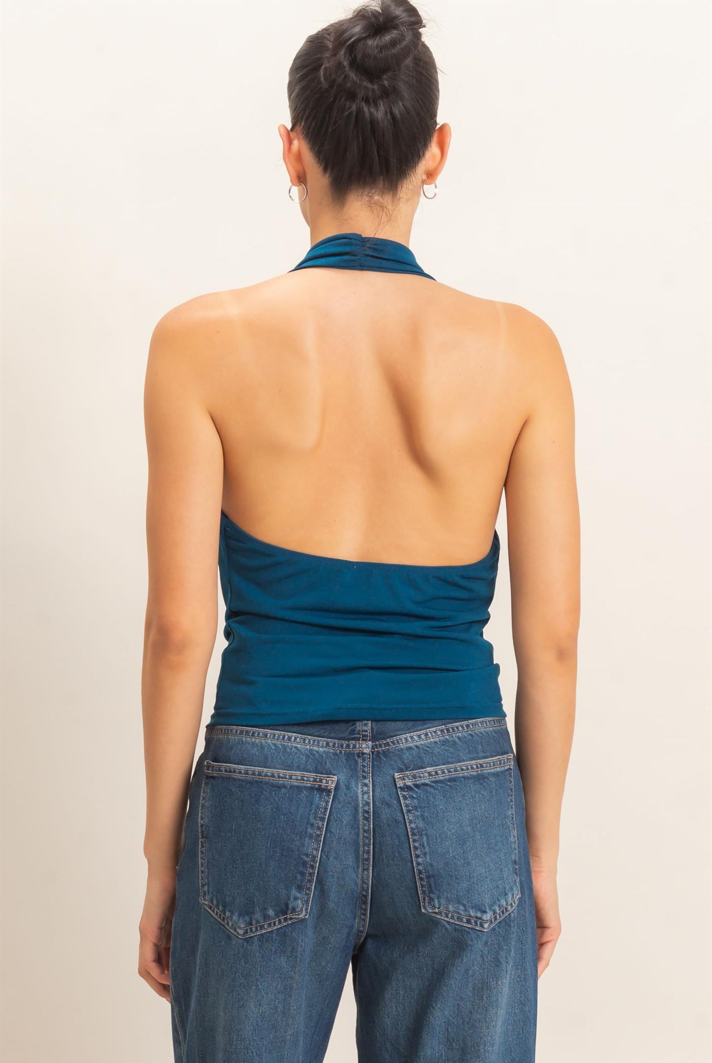Wholesale Cowl Halter Neck Top Clothing Tops HF26E408 TEAL HYFVE