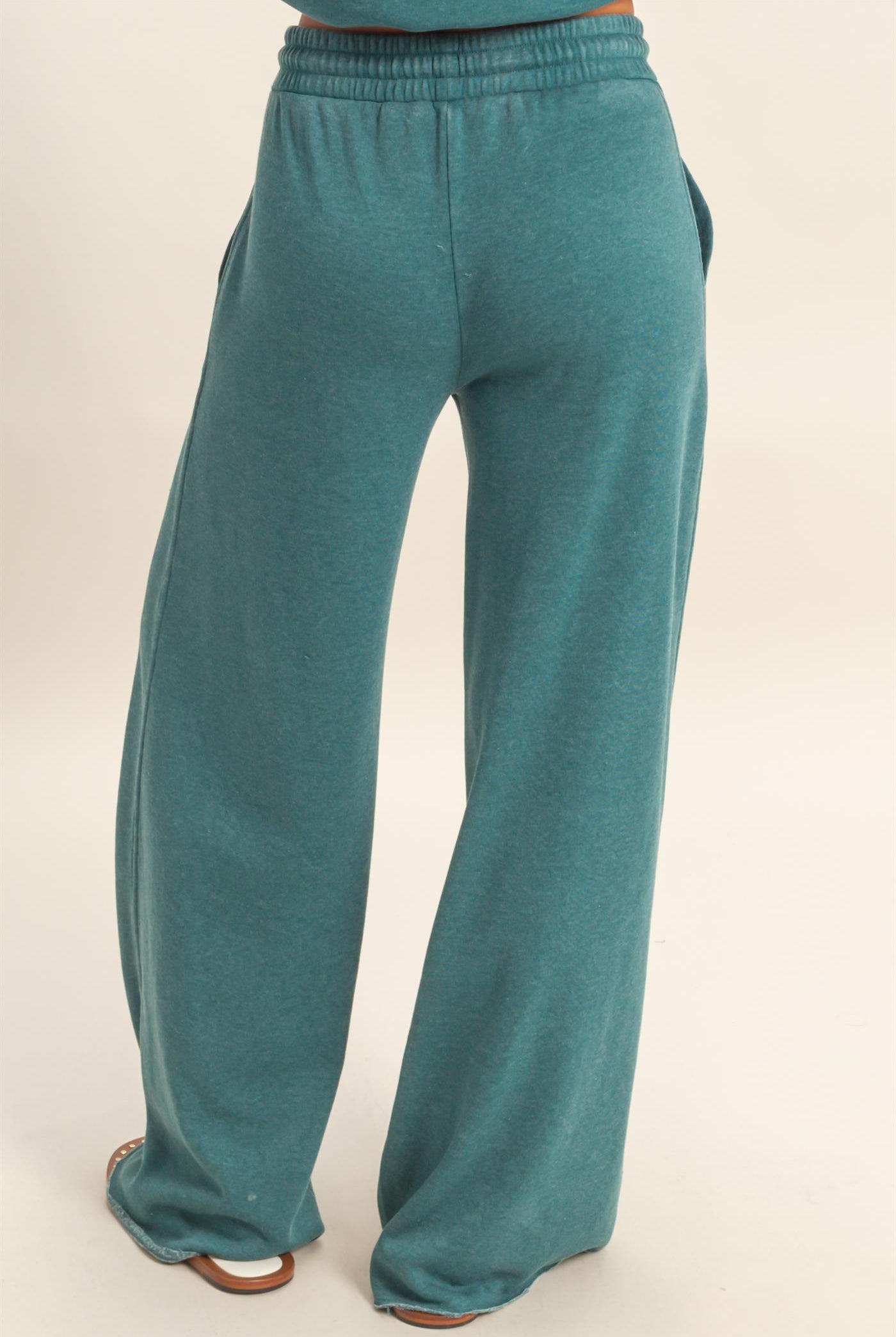 Wholesale Burnout French Terry Wide-Leg Pants Pants DZ26A259 DARK TEAL DOUBLE ZERO