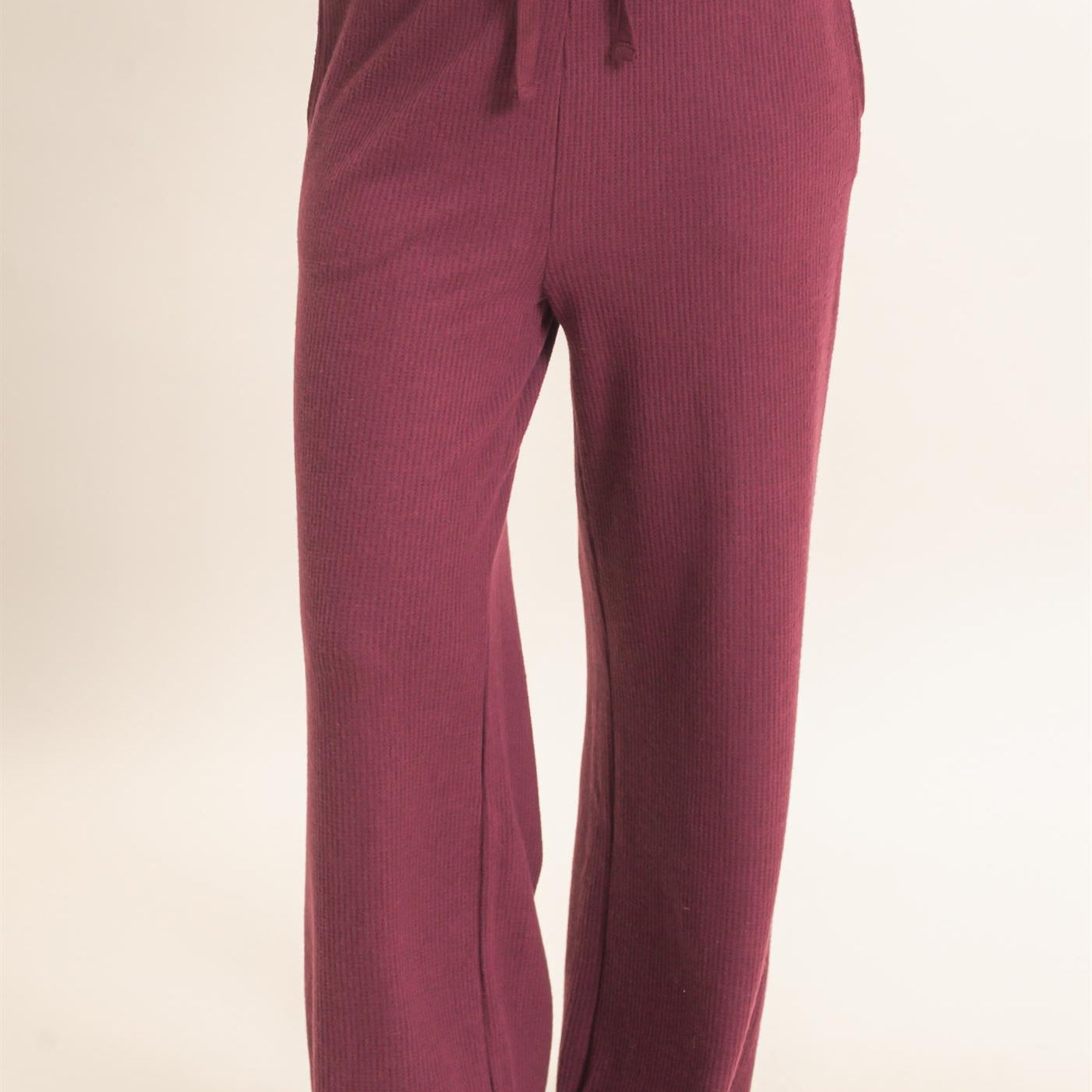 Wholesale Brushed Waffle Drawstring Pants Pants DZ26F313 DARK CHERRY DOUBLE ZERO