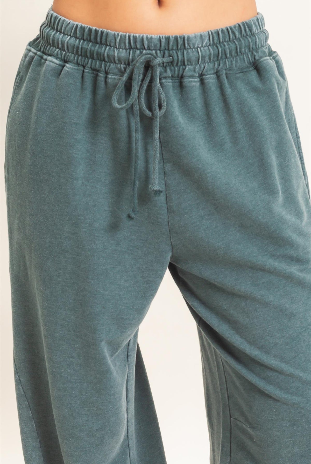 Wholesale Mineral Washed Wide Leg Pants Pants DZ26F082 DARK GREEN DOUBLE ZERO