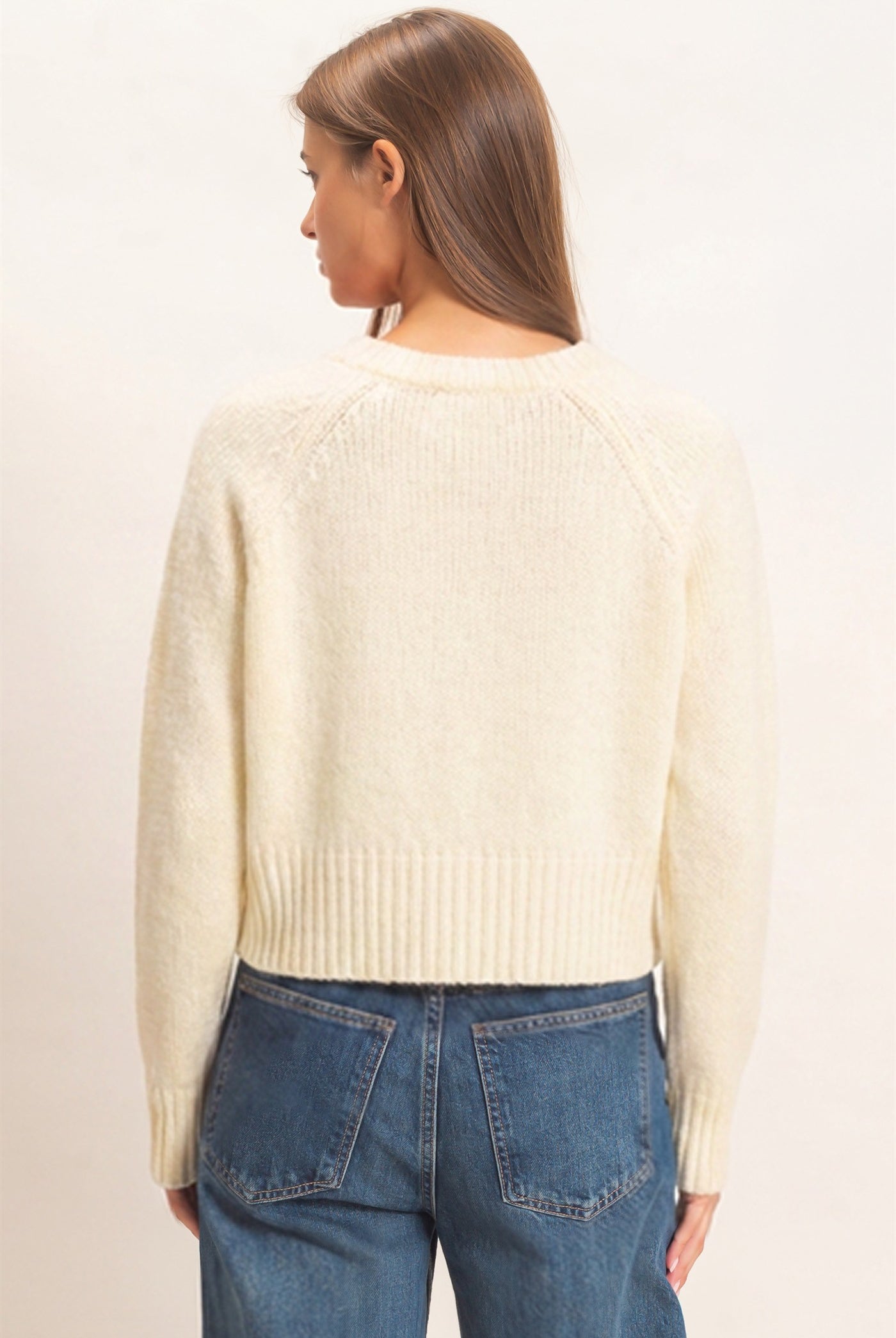 Wholesale V-Neck Cardigan Cardigans DZ26E326 CREAM DOUBLE ZERO