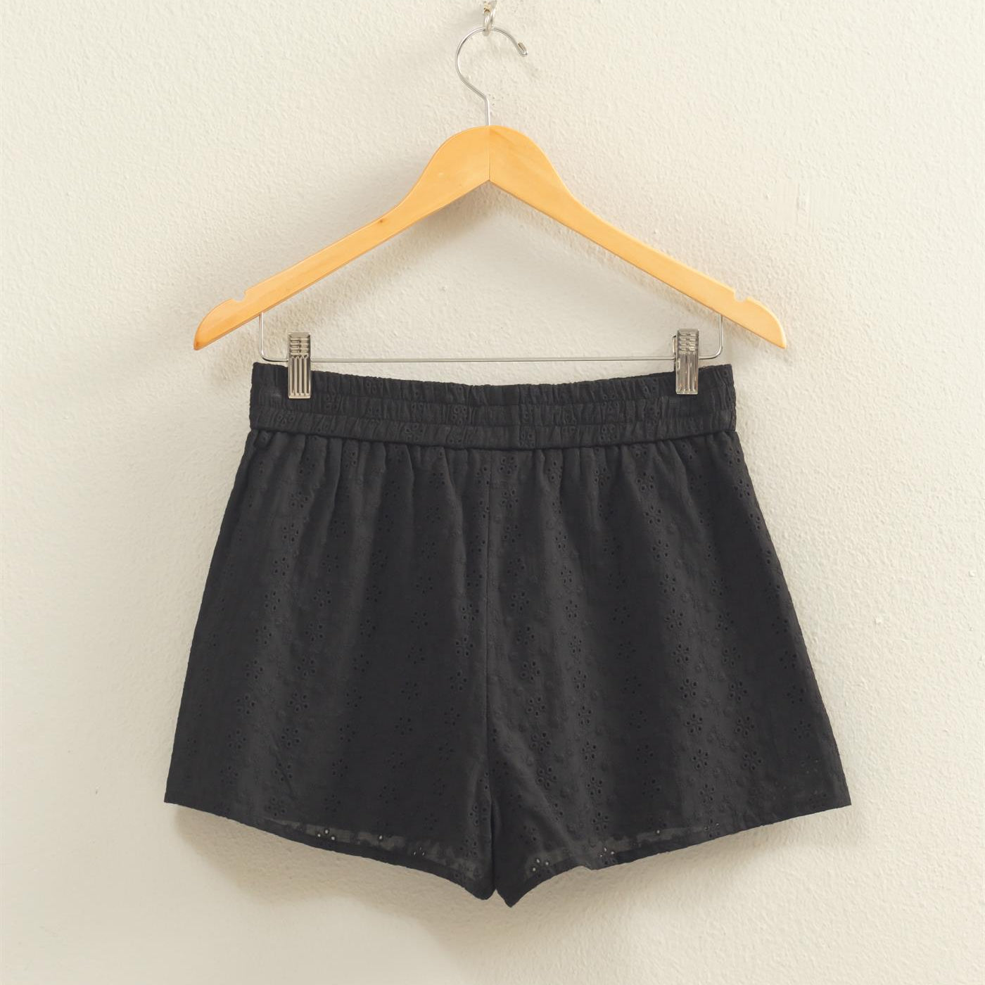 Wholesale Eyelet Elastic Shorts With Pockets Shorts DZ26A782 BLACK DOUBLE ZERO