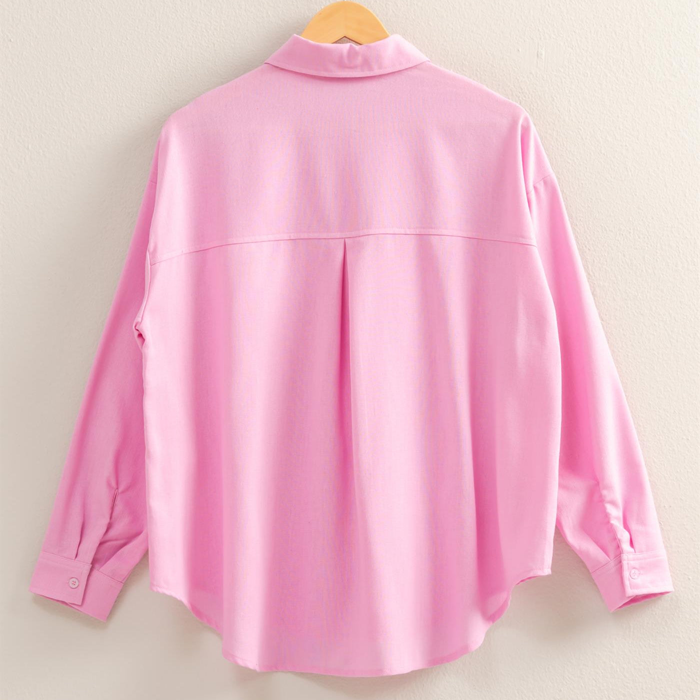 Wholesale Sand Washed Relaxed Long Sleeve Shirt Clothing Tops DZ24C609 PINK DOUBLE ZERO