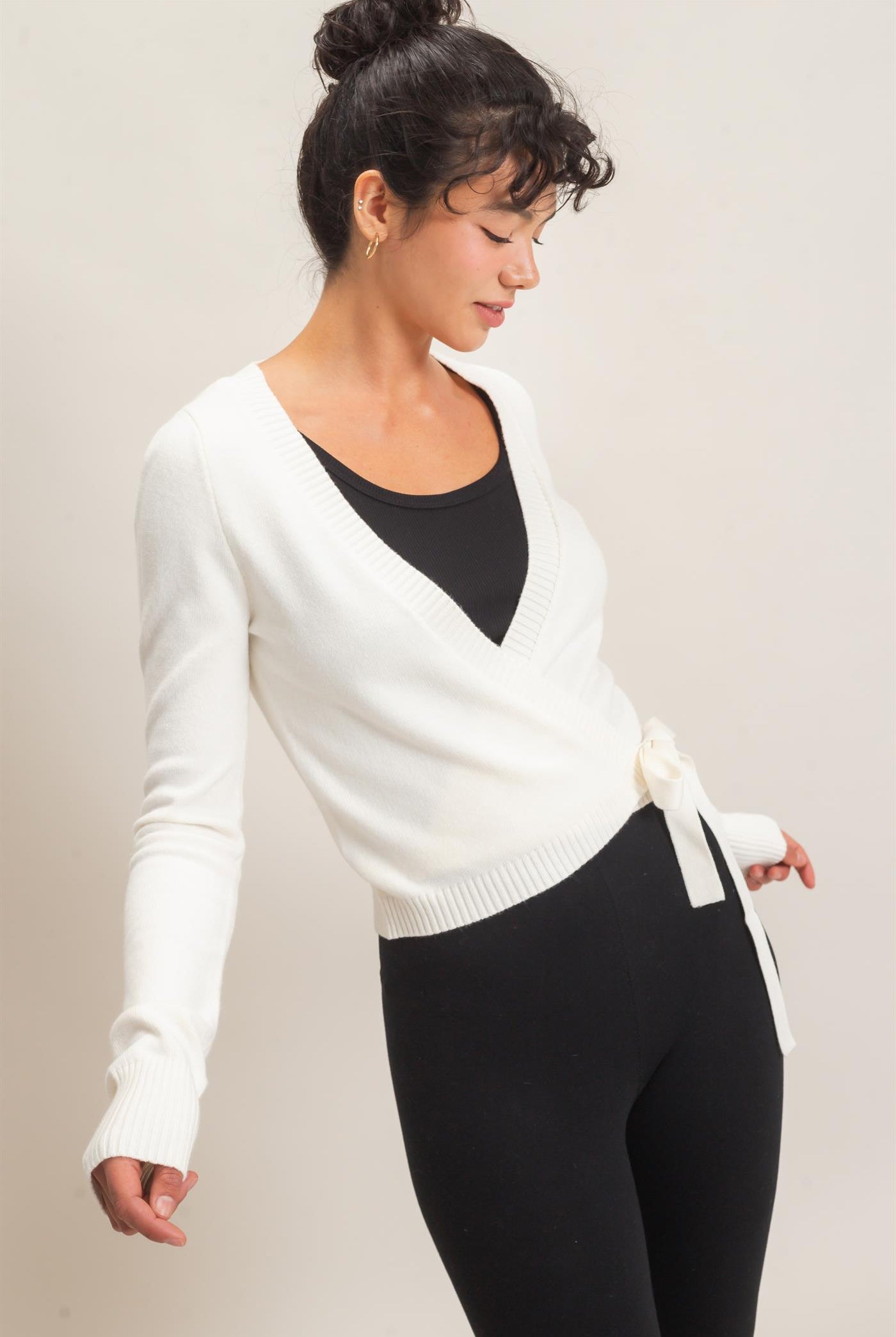Wholesale Wrap Knit Cardigan Sweaters DZ26F393 WHIP CREAM DOUBLE ZERO