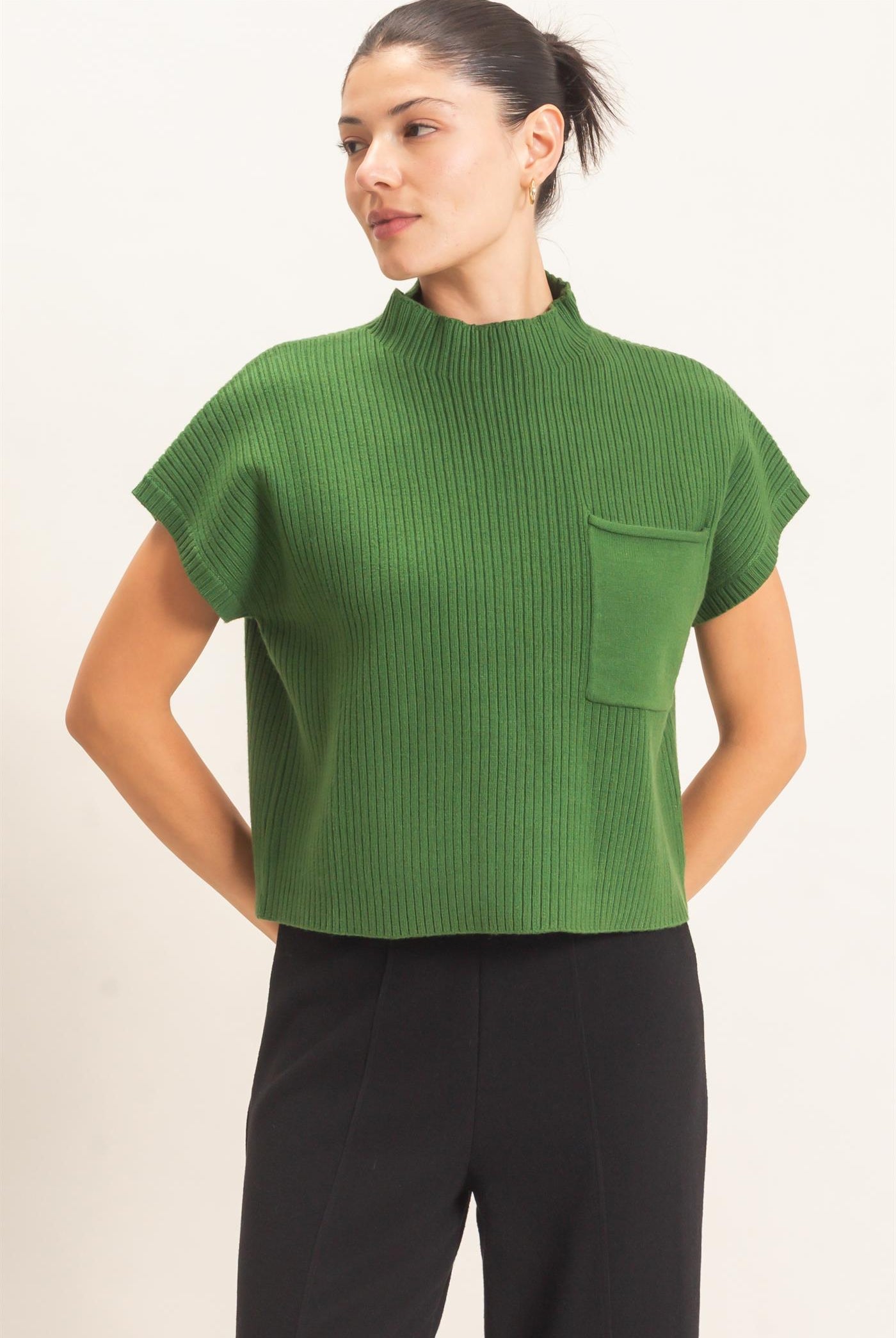 Wholesale Ribbed Dolman Sweater Sweaters HF26E835 GREEN HYFVE