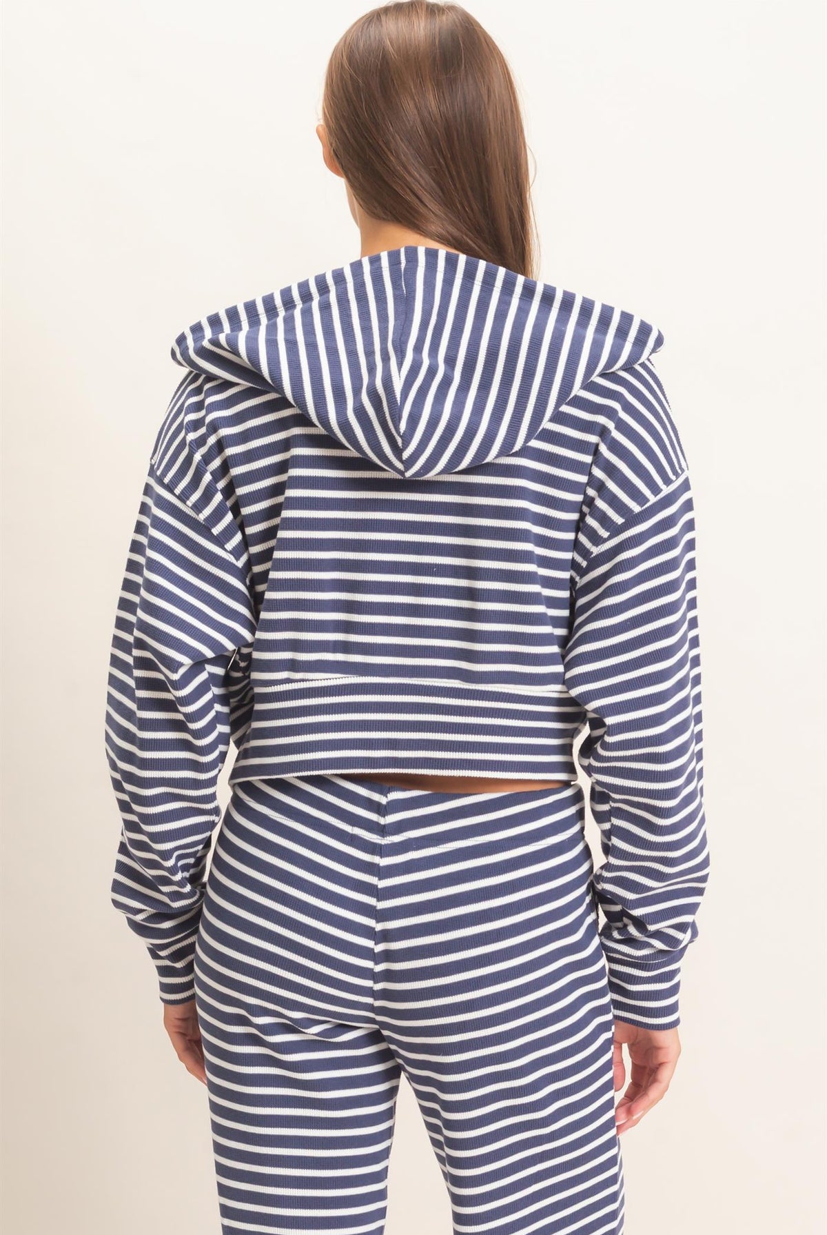Wholesale Striped Zip-Up Hoodie Hoodies DZ26E433 NAVY DOUBLE ZERO