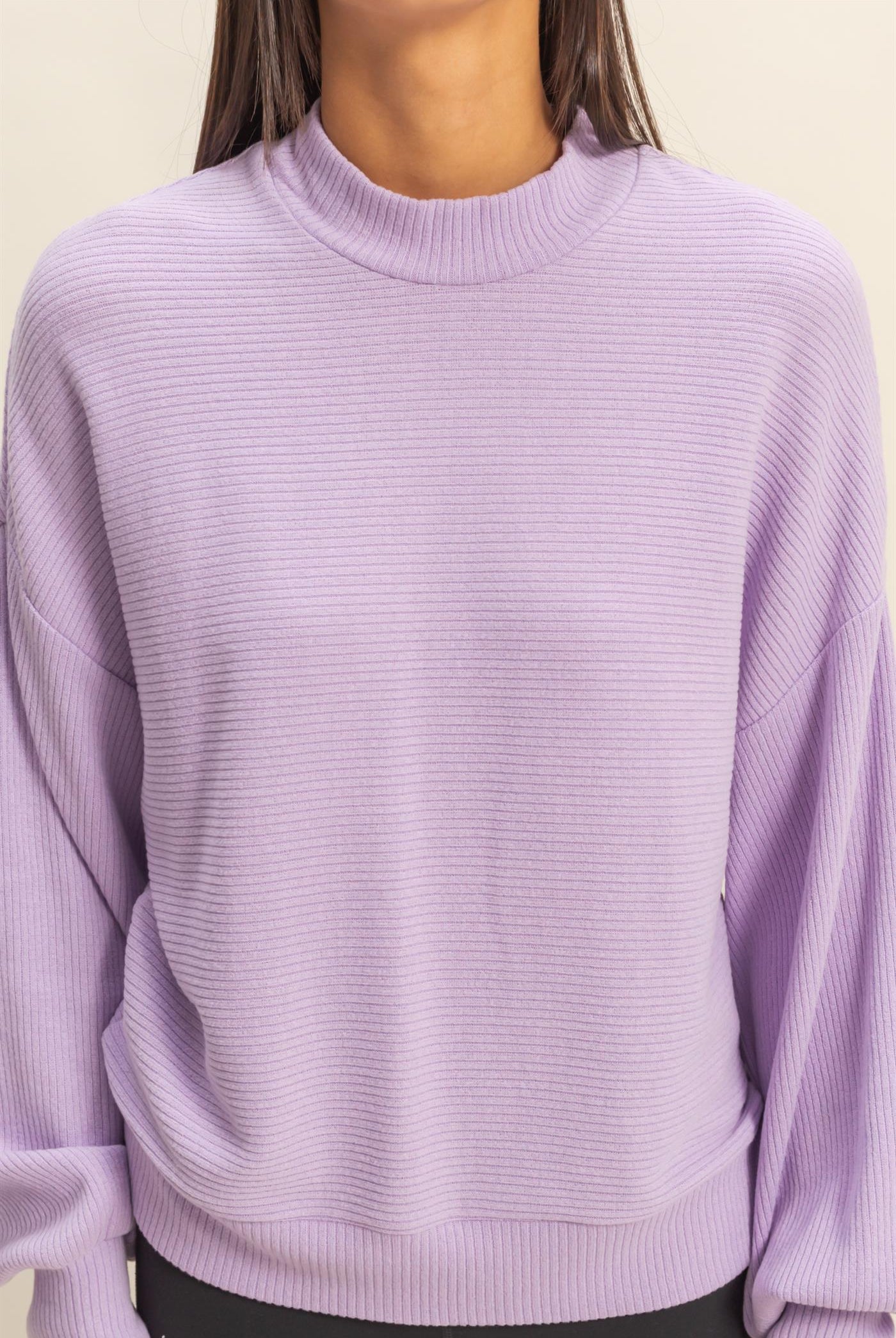 Wholesale Ribbed Balloon Sleeve Top Clothing Tops DZ24A099 TARO DOUBLE ZERO