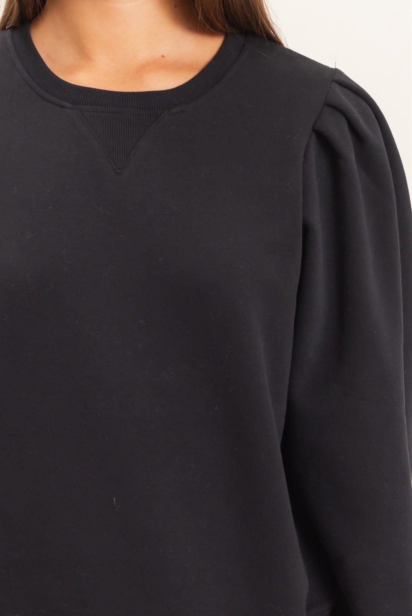 Wholesale Puff Sleeve Crew Neck Sweatshirt Sweatshirts DZ26E110 BLACK DOUBLE ZERO