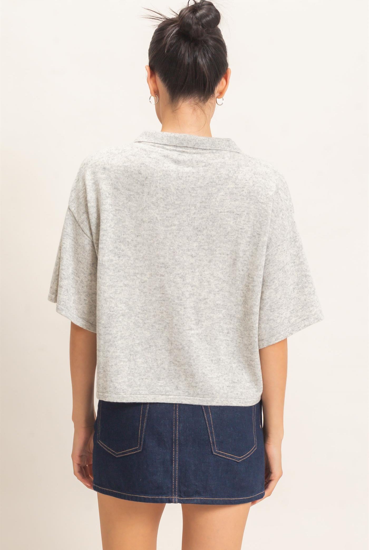 Wholesale Collared V-Neck Sweater Sweaters HF26E038 HEATHER GRAY HYFVE