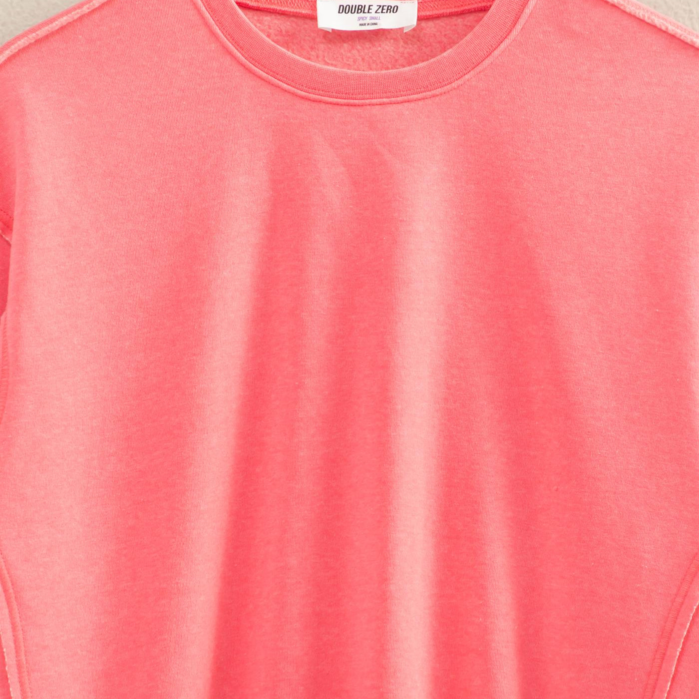 Wholesale Raw Edge Detail Burnout Sweatshirt Sweatshirts DZ26A048 TAFFY PINK DOUBLE ZERO