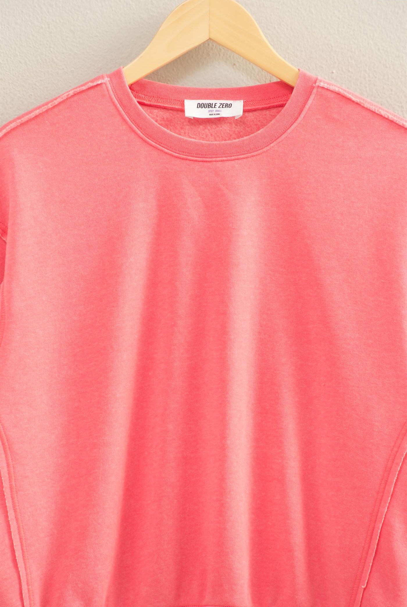 Wholesale Raw Edge Detail Burnout Sweatshirt Sweatshirts DZ26A048 TAFFY PINK DOUBLE ZERO