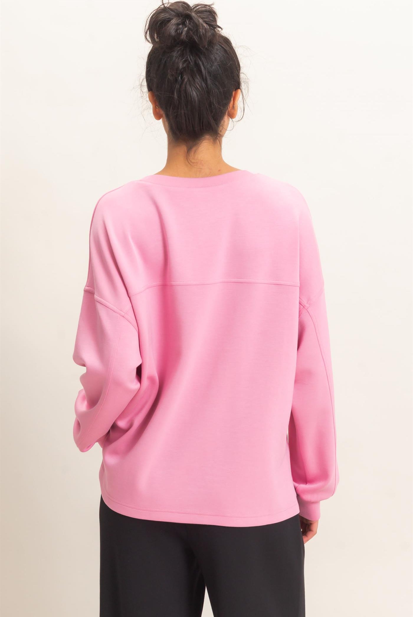 Wholesale Oversized Crew Neck Top Sweatshirts DZ26E388 PINK DOUBLE ZERO