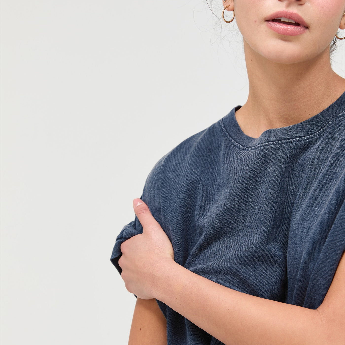 Wholesale Capped Sleeve Mineral Wash T-Shirt T-Shirts DZ26A033 NAVY DOUBLE ZERO