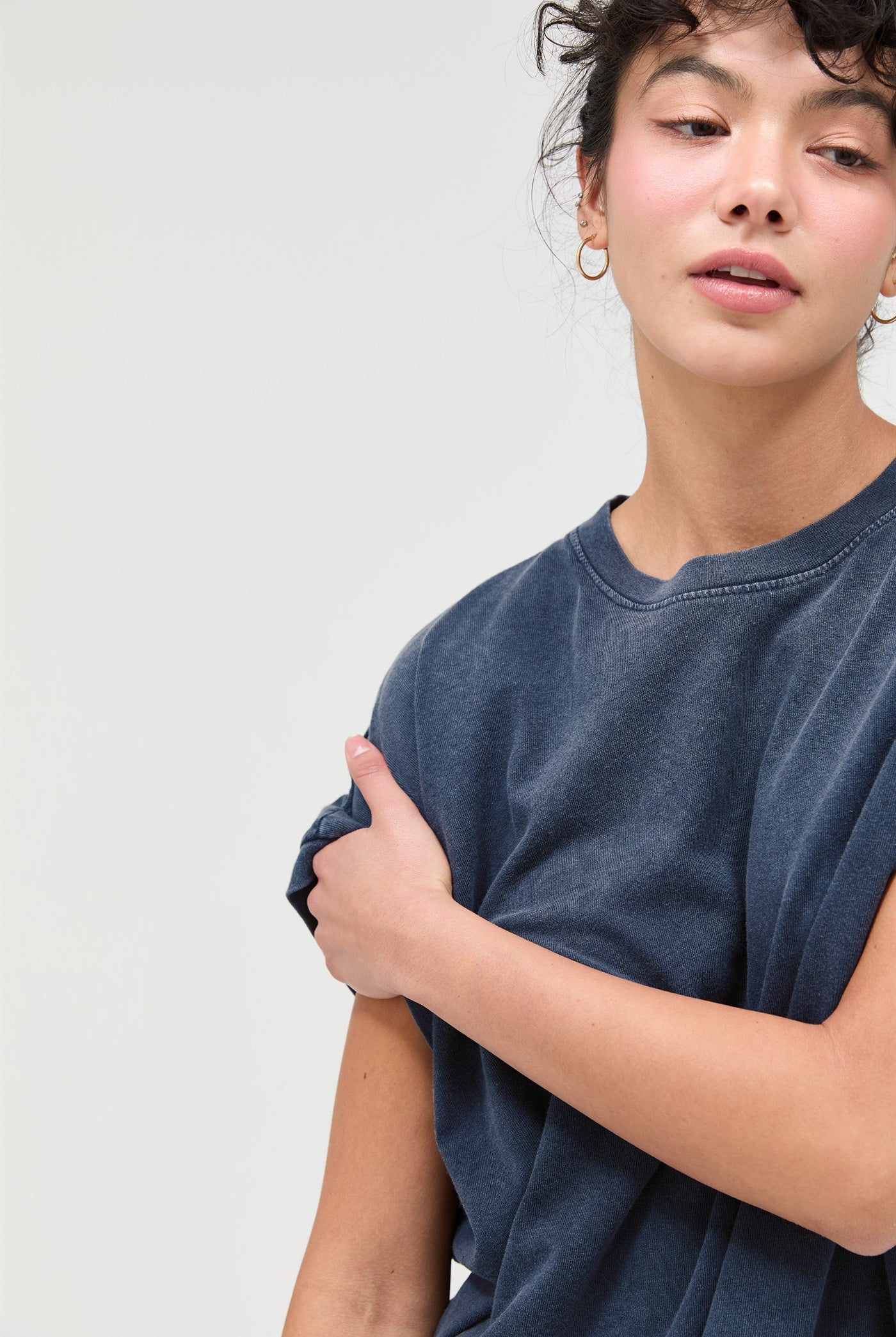 Wholesale Capped Sleeve Mineral Wash T-Shirt T-Shirts DZ26A033 NAVY DOUBLE ZERO
