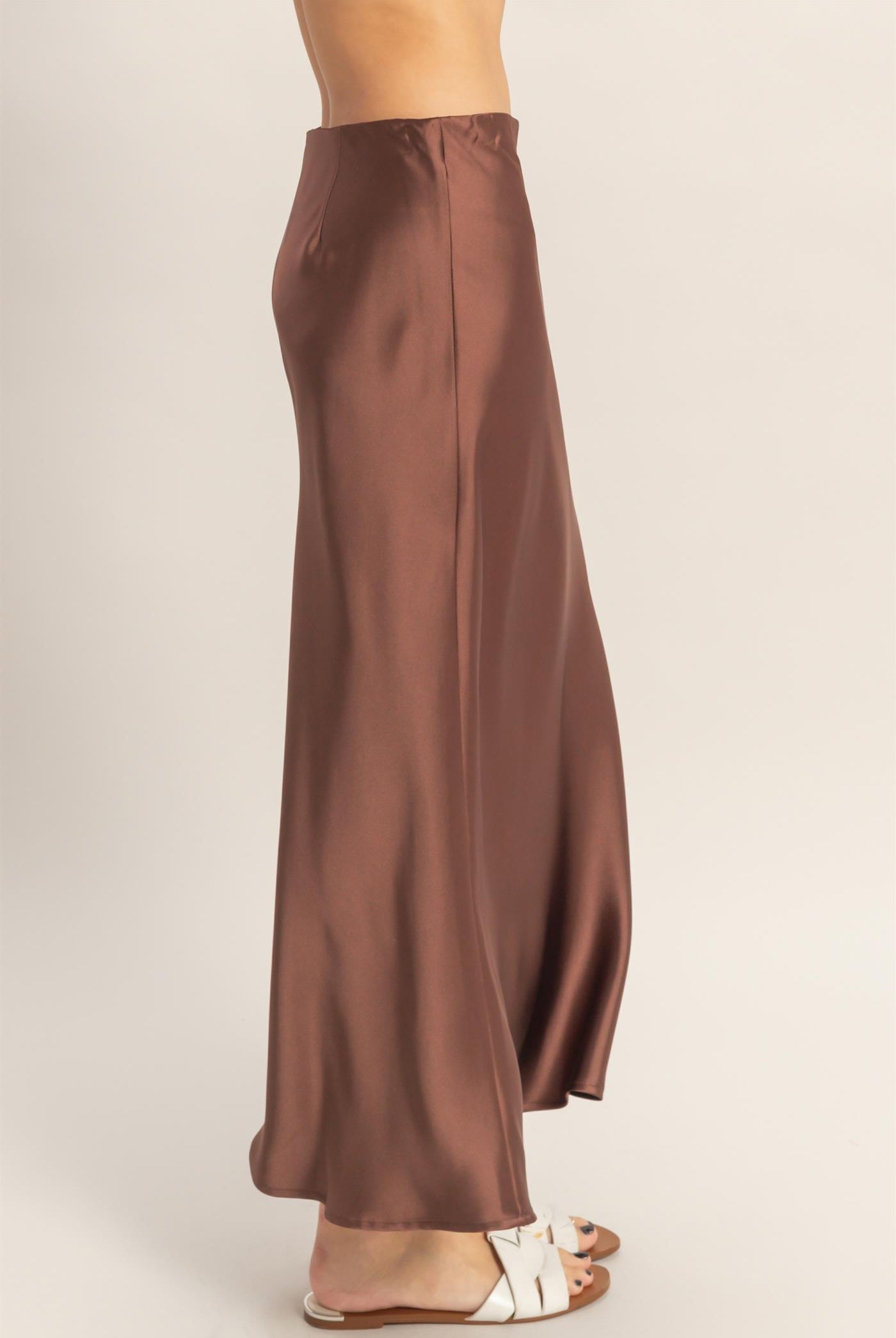 Wholesale Satin Midi Skirt Skirts DZ26A050 CHOCOLATE DOUBLE ZERO