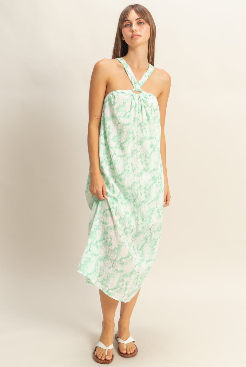 Wholesale Halter Cross Neck Backless Maxi Dress Dresses HF22E496 MINT HYFVE