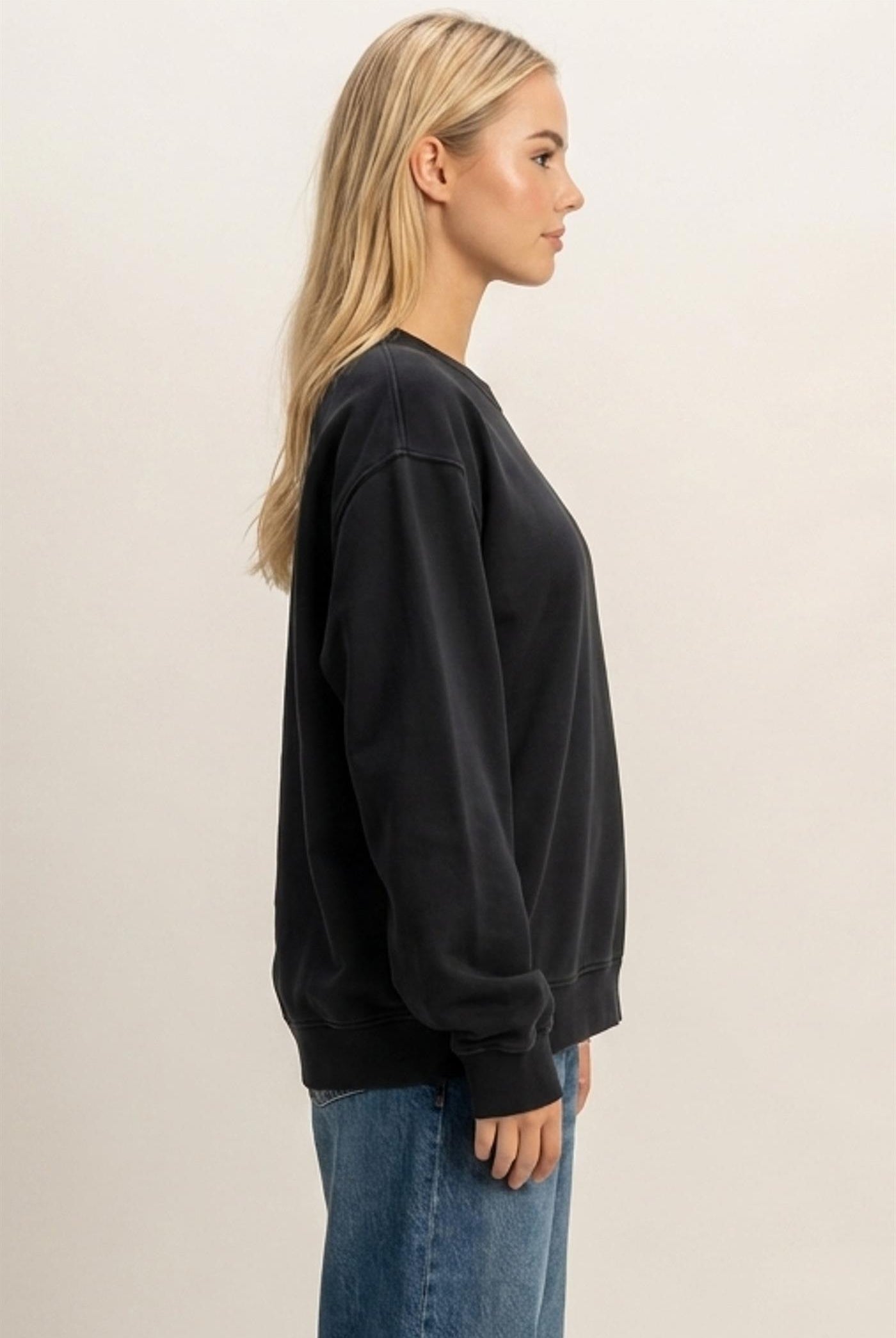 Wholesale Mineral Wash Crew Neck Sweatshirt Sweatshirts DZ26E990 BLACK DOUBLE ZERO