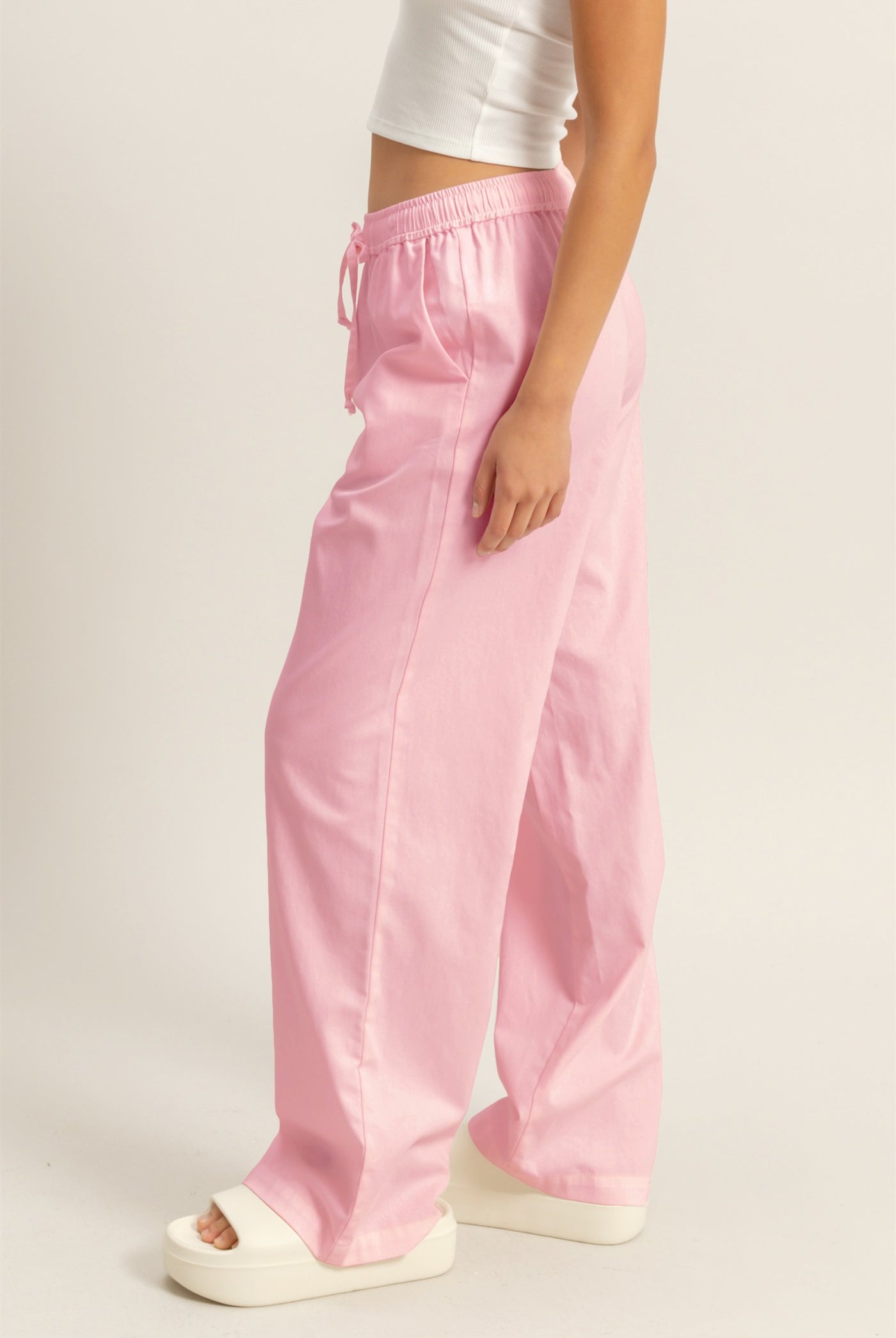 Wholesale Drawstring Waist Straight Leg Pants Pants DZ24A339 SOFT PINK DOUBLE ZERO