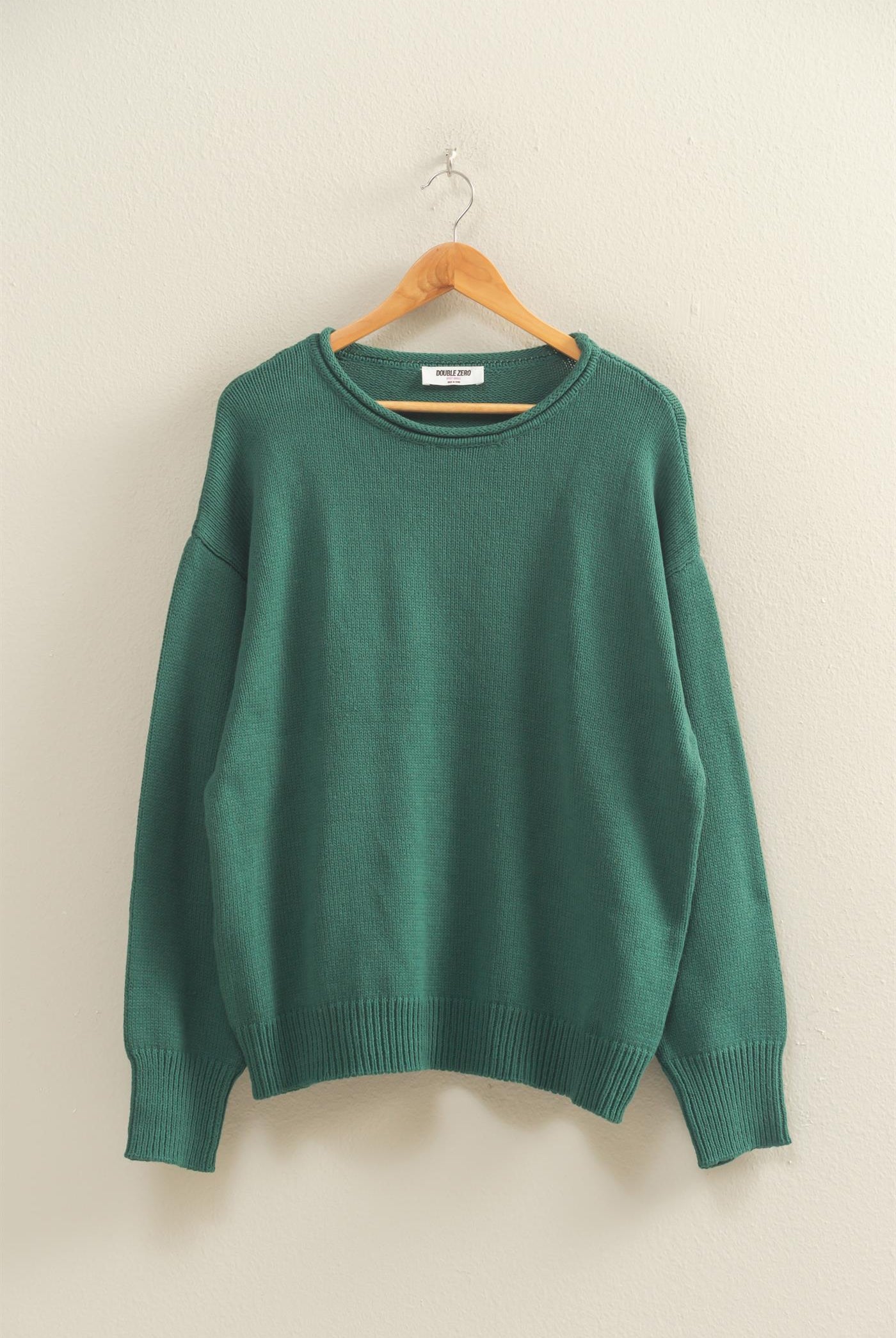 Wholesale Oversized Rolll Neck Knit Sweater Sweaters DZ25E908 DEEP GREEN DOUBLE ZERO
