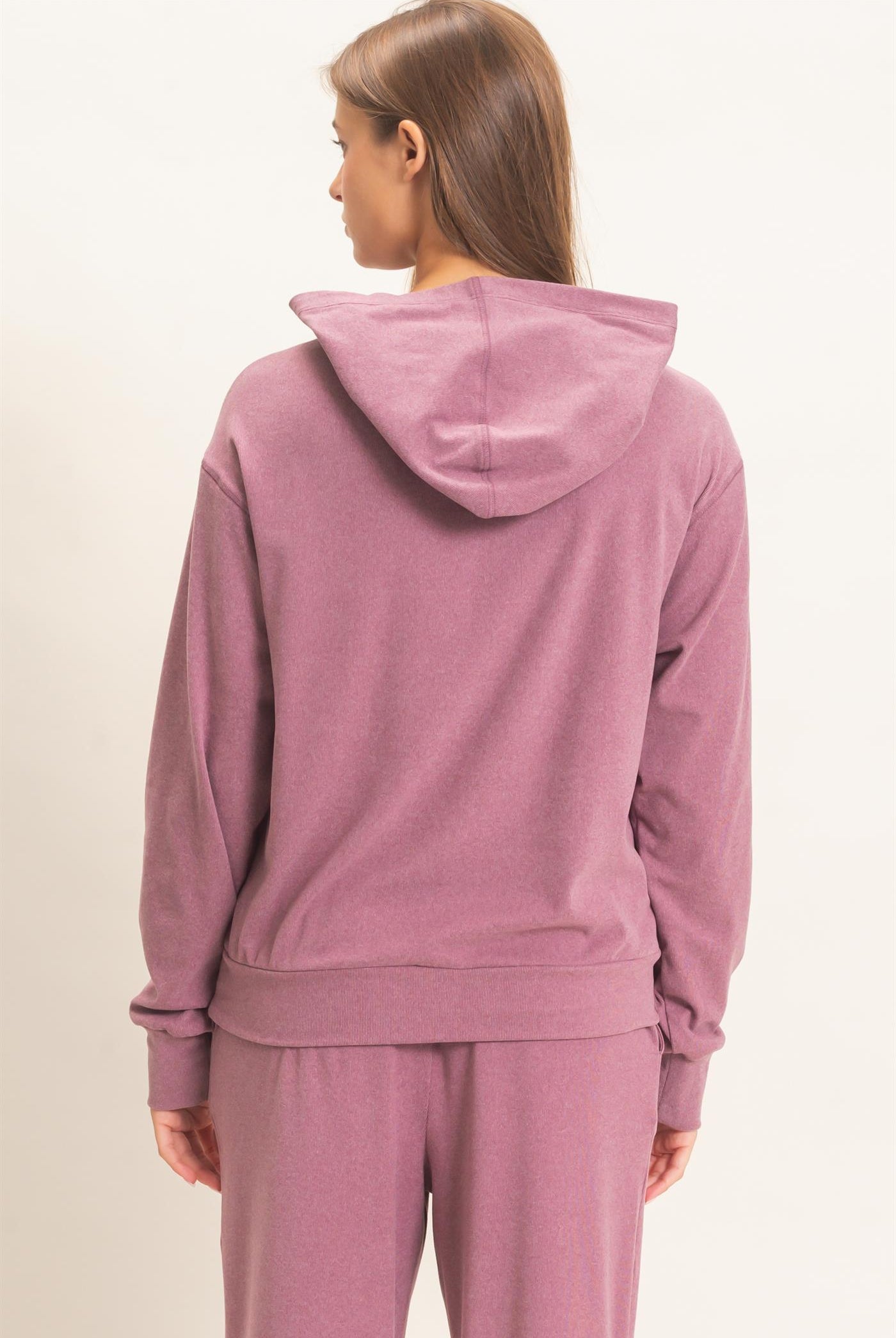 Wholesale Long Sleeve Hoodie With Kangaroo Pocket Hoodies DZ26F276 PLUM DOUBLE ZERO