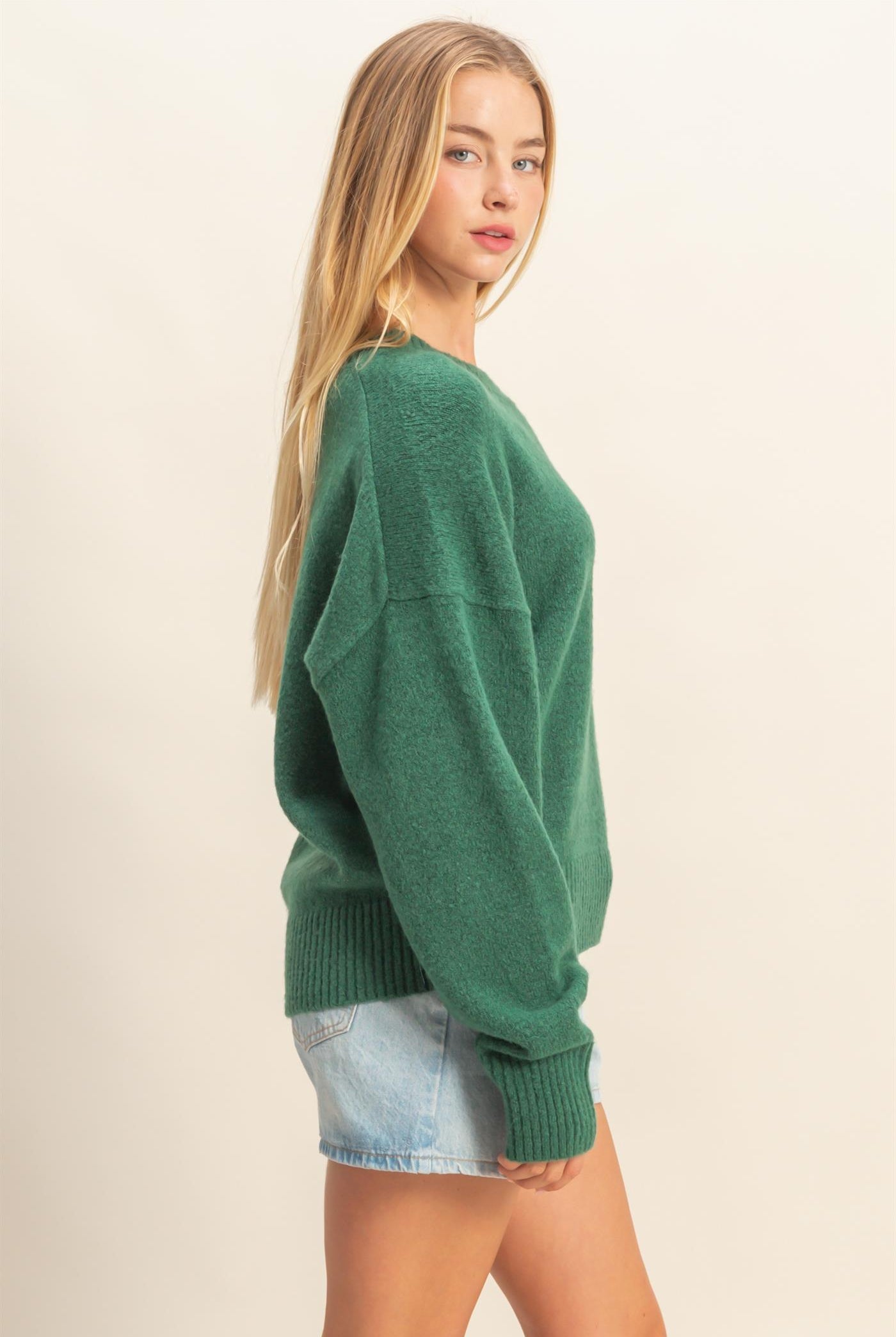 Wholesale Crewneck Sweater Sweaters DZ25E787 DARK GREEN DOUBLE ZERO