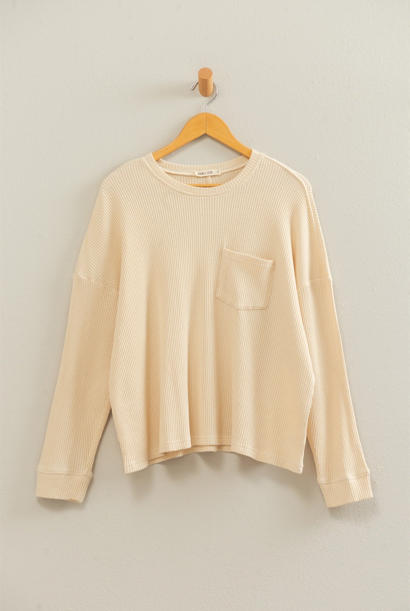Wholesale Mineral Wash Waffle Long Sleeve Top Clothing Tops DZ26F242 ALPACA DOUBLE ZERO