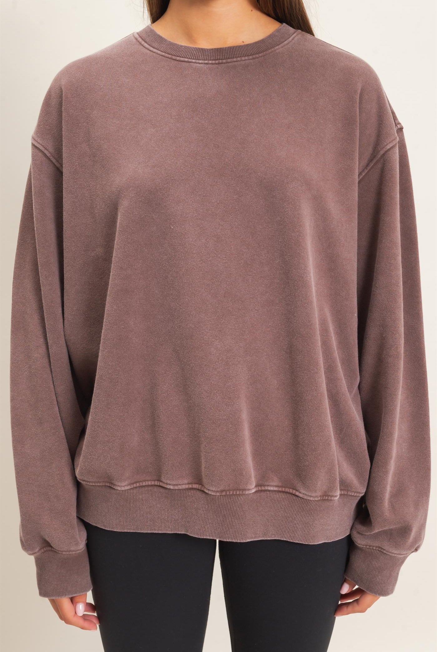 Wholesale Mineral Wash Crew Neck Sweatshirt Sweatshirts DZ26E990 DARK BROWN DOUBLE ZERO