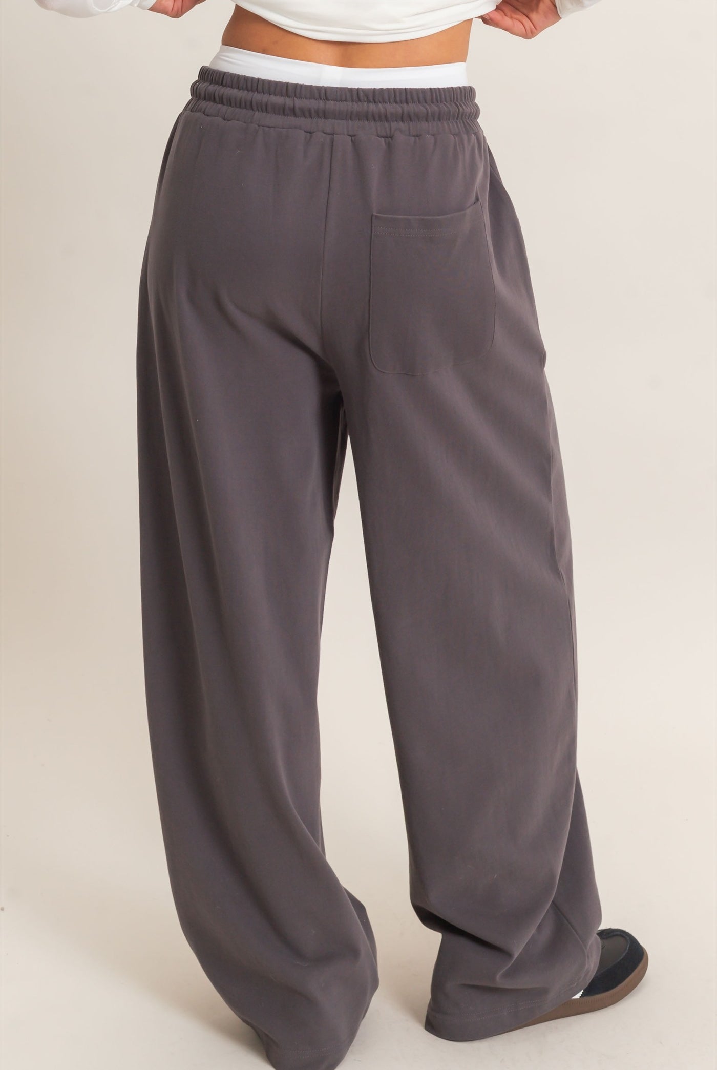 Wholesale Washed Barrel Sweatpants Pants DZ26E379 CHARCOAL DOUBLE ZERO