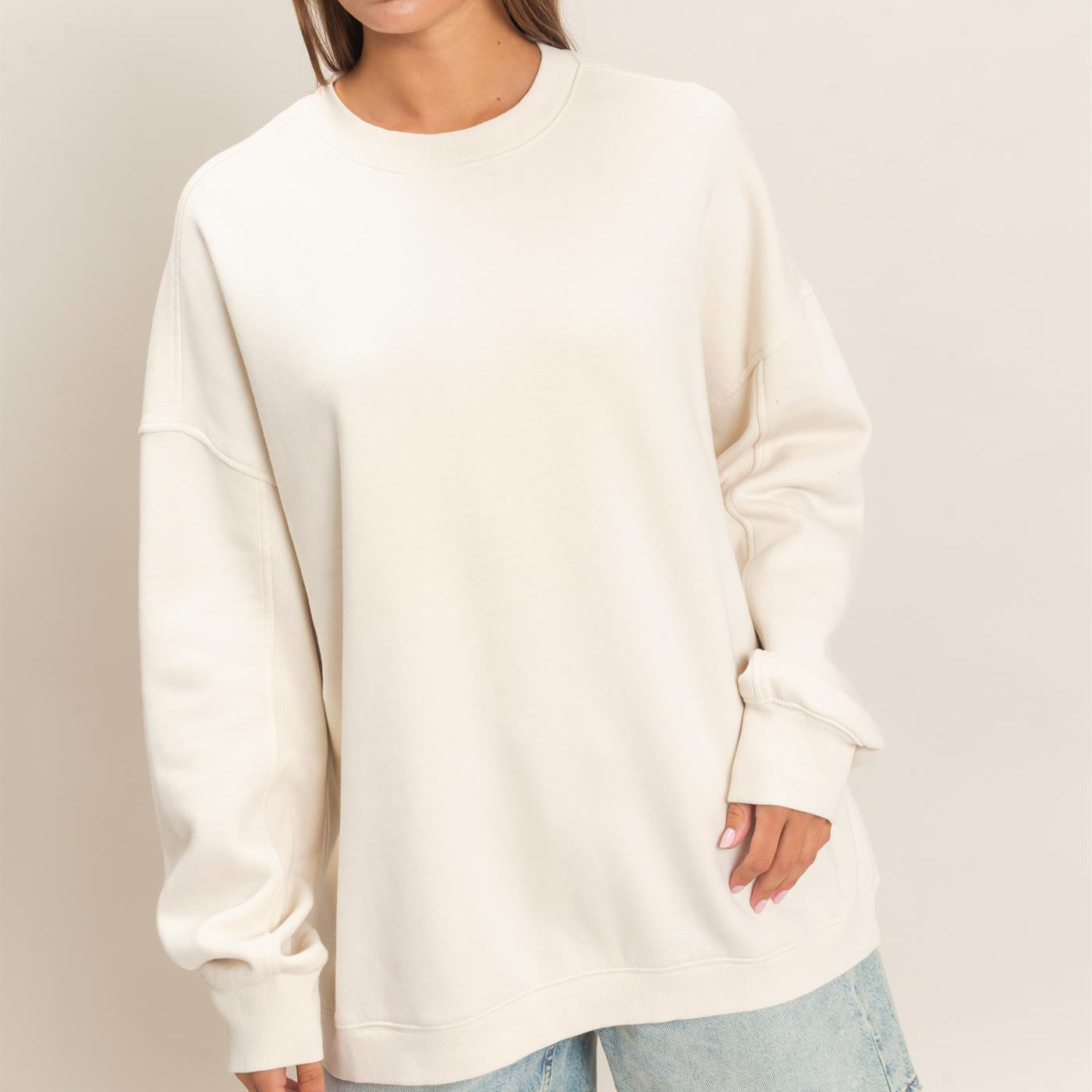 Wholesale Acid Wash Crew Neck Long Sleeve Sweatshirt Sweatshirts DZ26E268 ALPACA DOUBLE ZERO