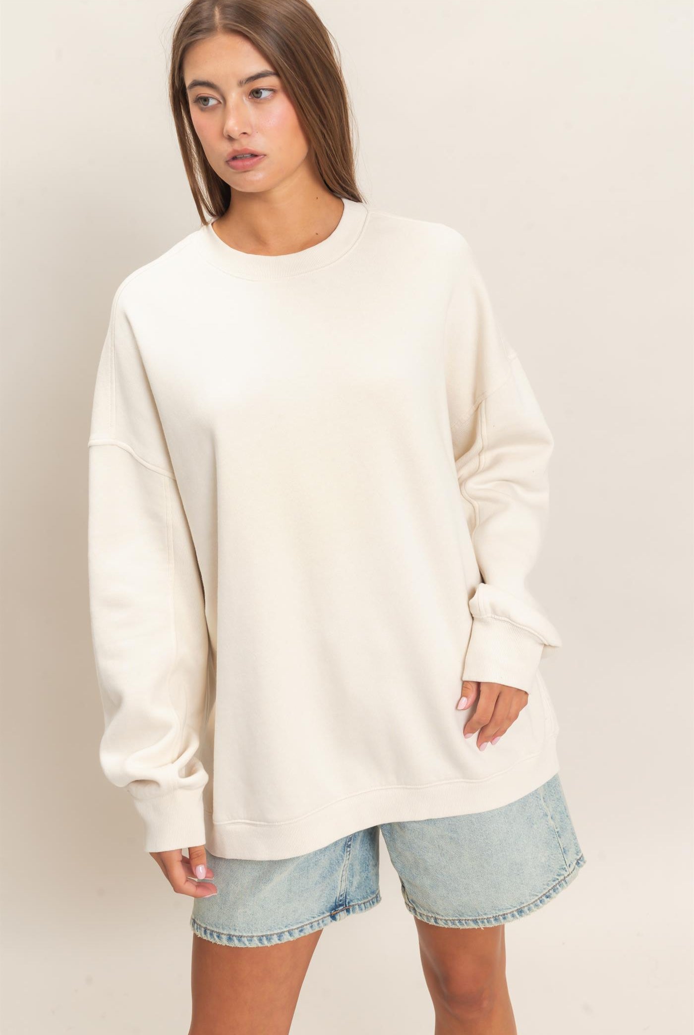 Wholesale Acid Wash Crew Neck Long Sleeve Sweatshirt Sweatshirts DZ26E268 ALPACA DOUBLE ZERO