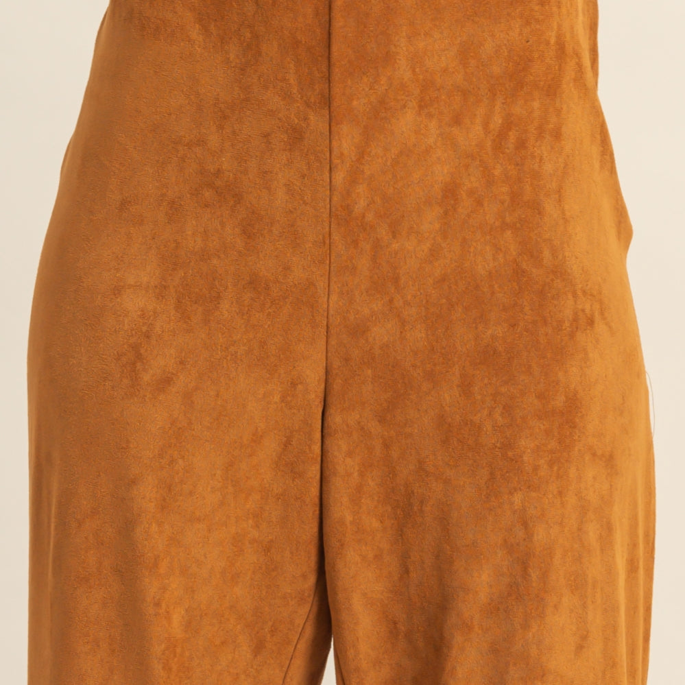 Wholesale Suede Wide-Leg Pants With Tailored Fit Pants HF26A592 CAMEL HYFVE