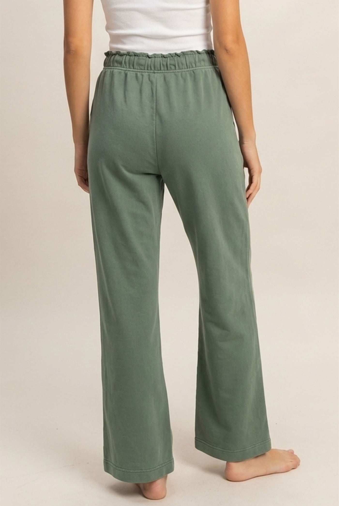 Wholesale High Waist Flare Pants Pants DZ24C346-D GRAY GREEN DOUBLE ZERO