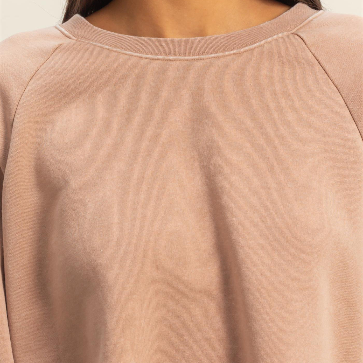 Wholesale Laid Back Crop Sweatshirt Sweatshirts DZ25C445 DARK TAUPE DOUBLE ZERO