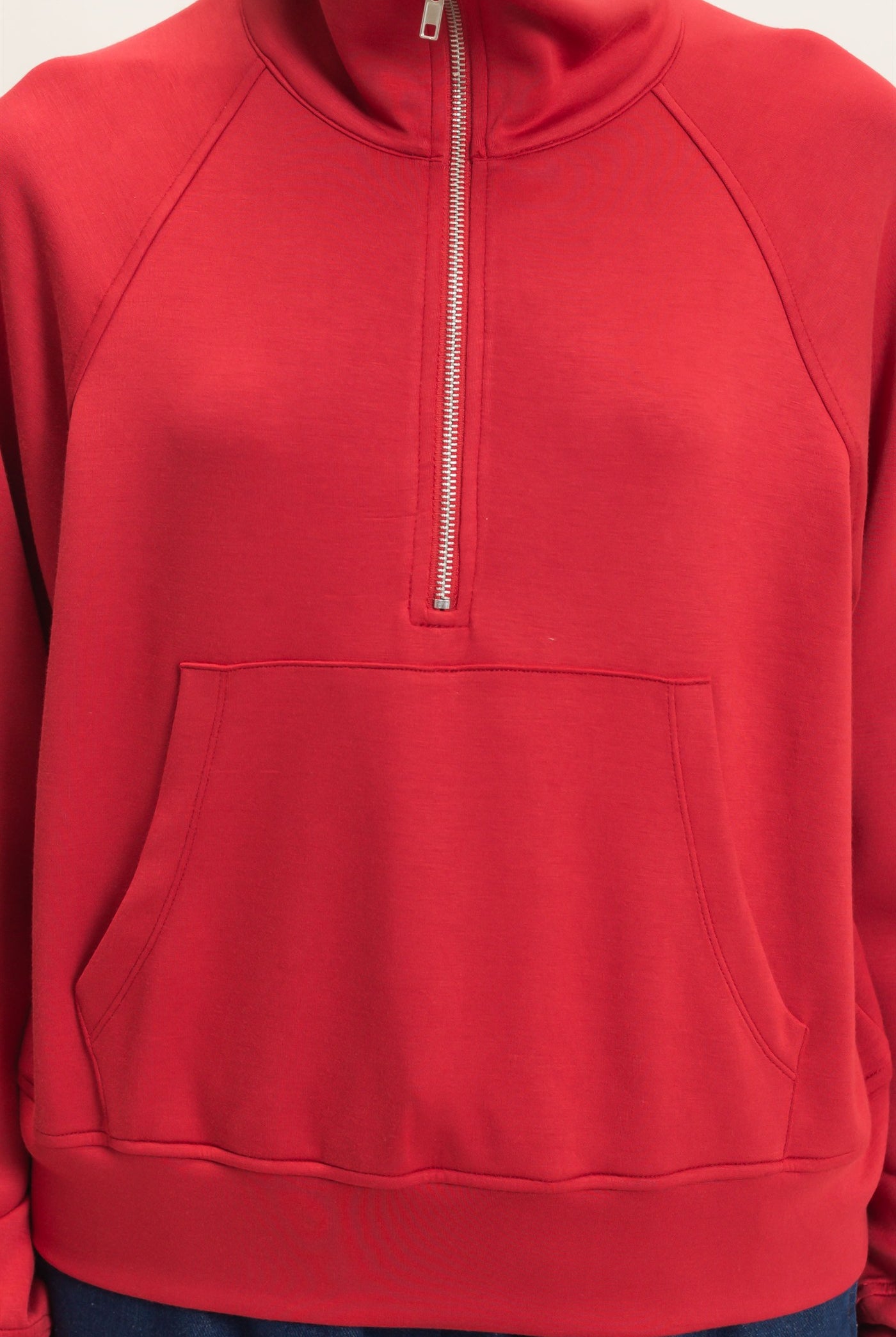 Wholesale Half-Zip Collar Raglan Pullover Sweatshirts DZ26C967 DARK RED DOUBLE ZERO