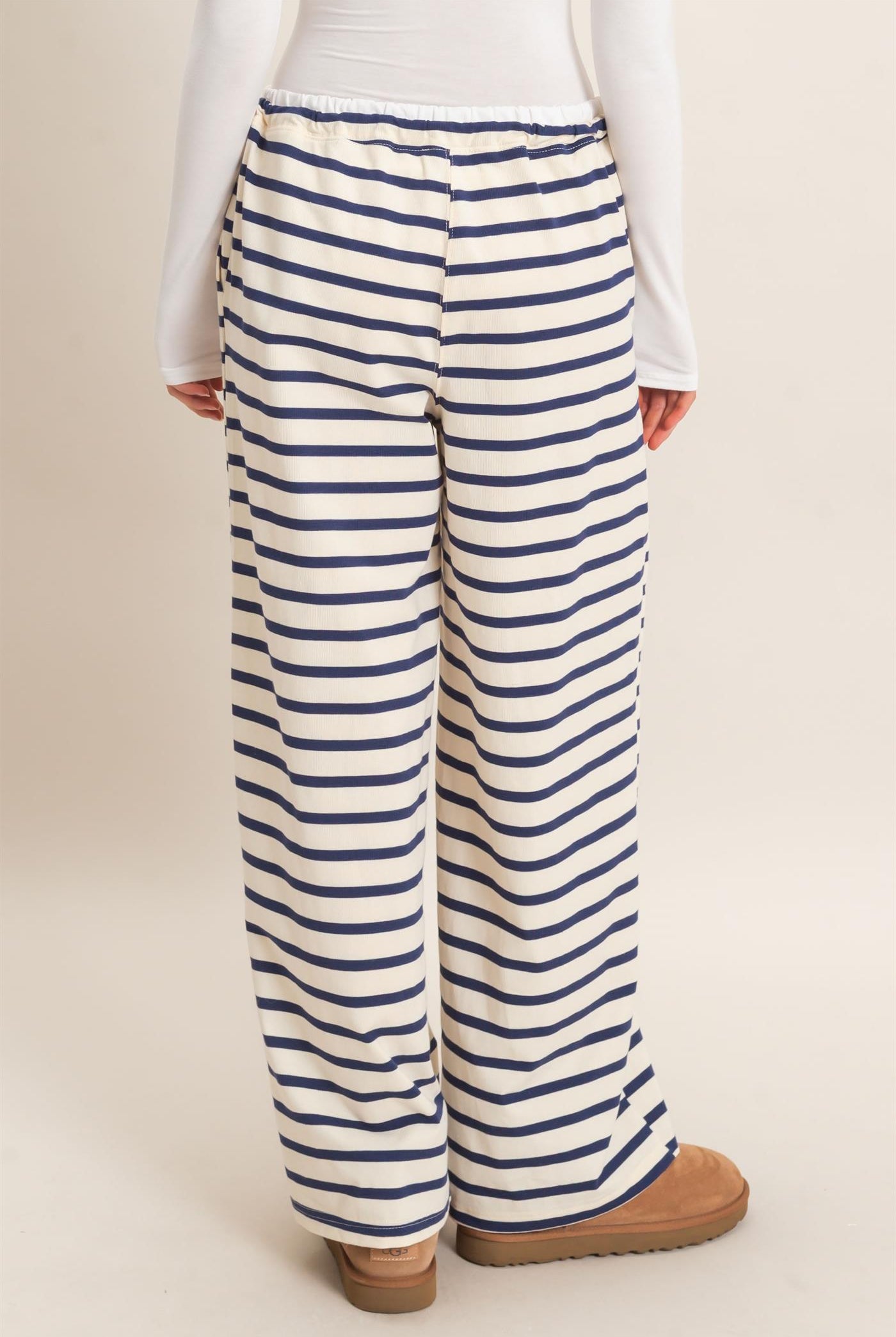 Wholesale Striped Wide-Leg Pants Pants HF26F229-D NAVY/CREAM HYFVE