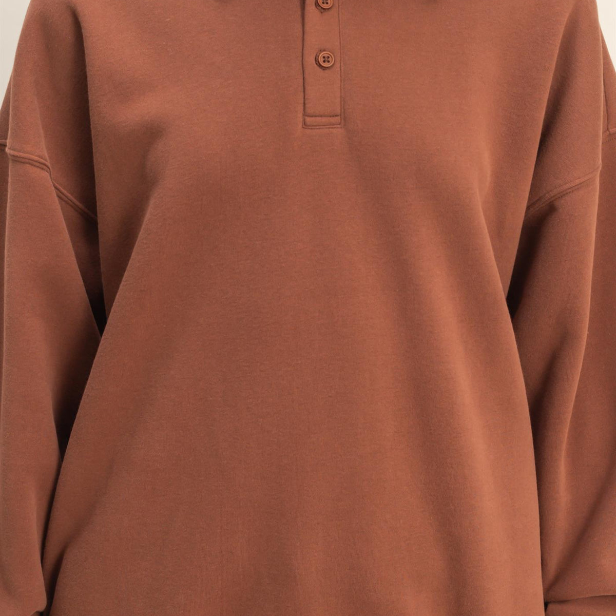 Wholesale Oversized Polo Collared Pullover Sweatshirts DZ25F074 CHESTNUT DOUBLE ZERO