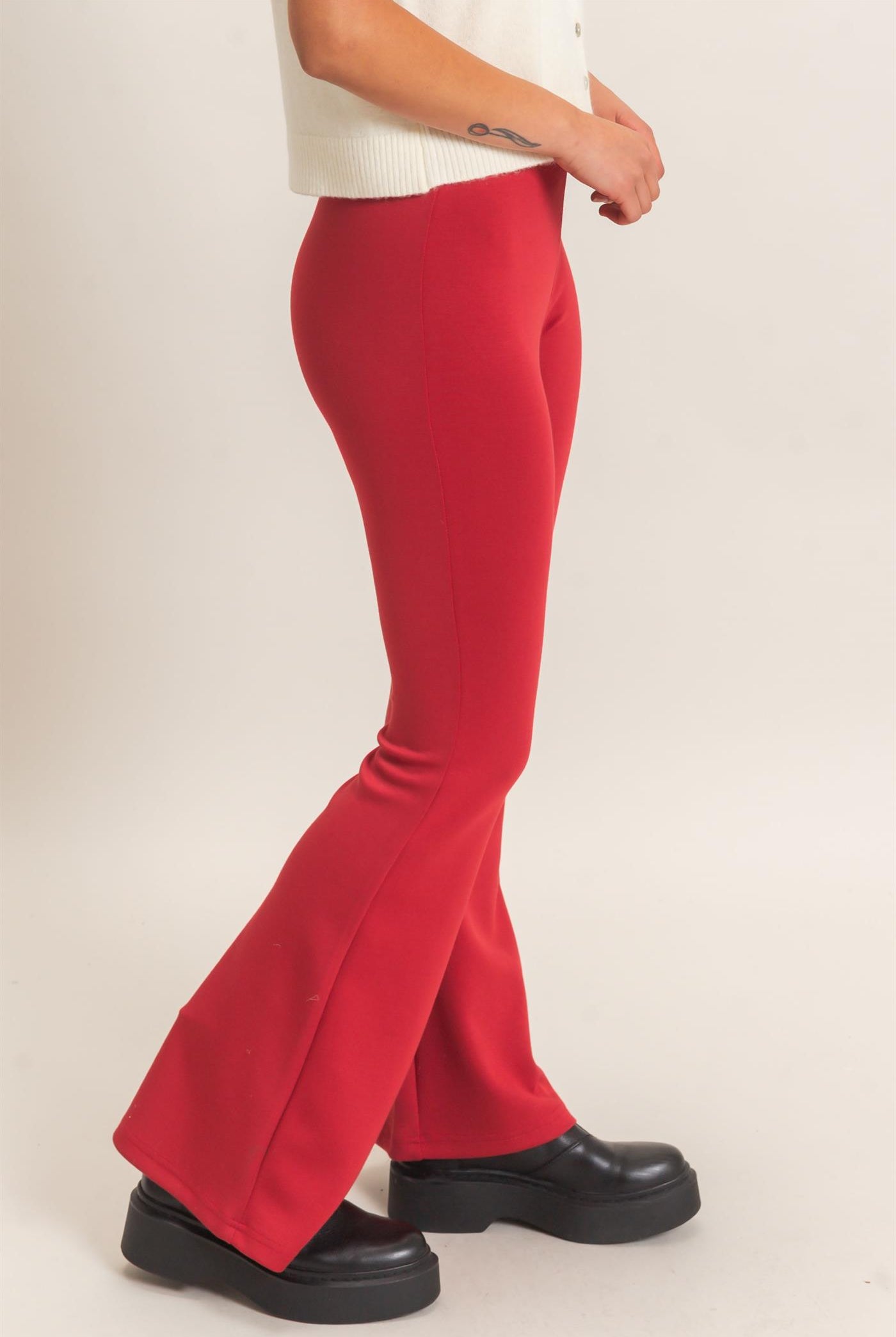 Wholesale Flared Elastic Waist Pants Pants DZ26E393 DARK RED DOUBLE ZERO
