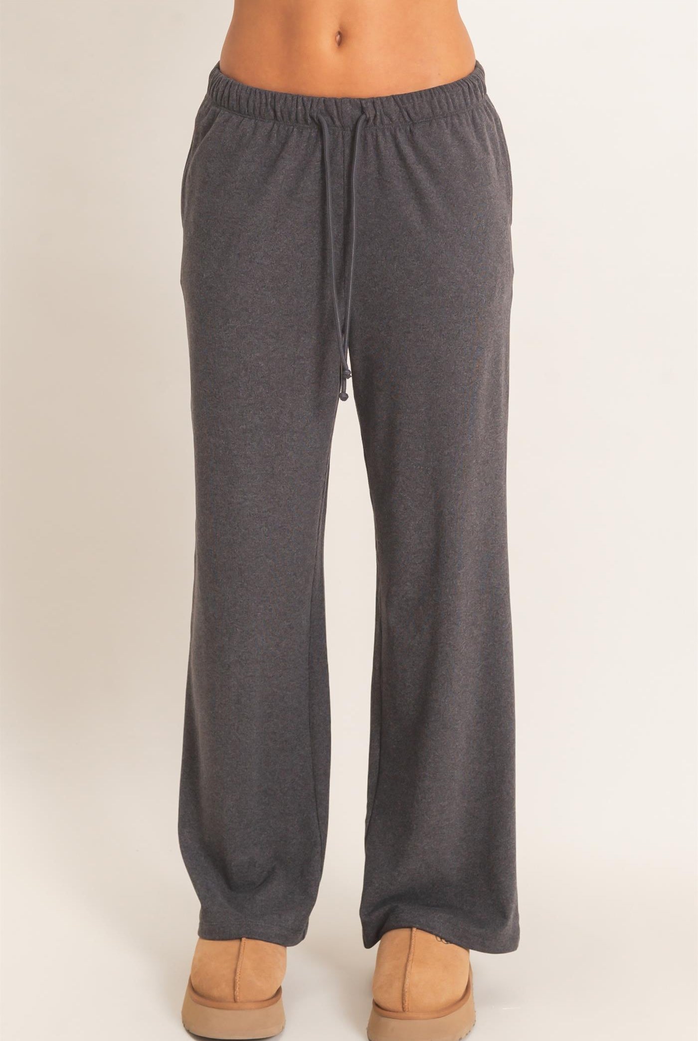 Wholesale Wide Leg Pants With Drawcord Pants DZ26E288 BLACK DOUBLE ZERO
