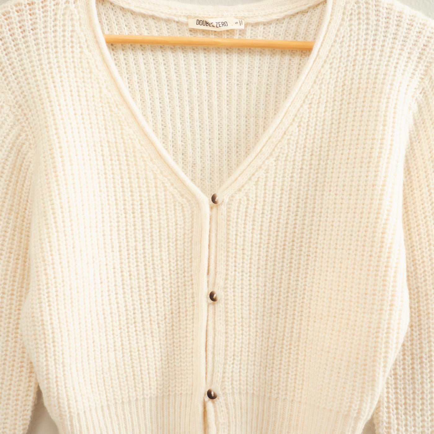 Wholesale V-Neck Ribbed Cardigan Cardigans DZ26E106 IVORY DOUBLE ZERO