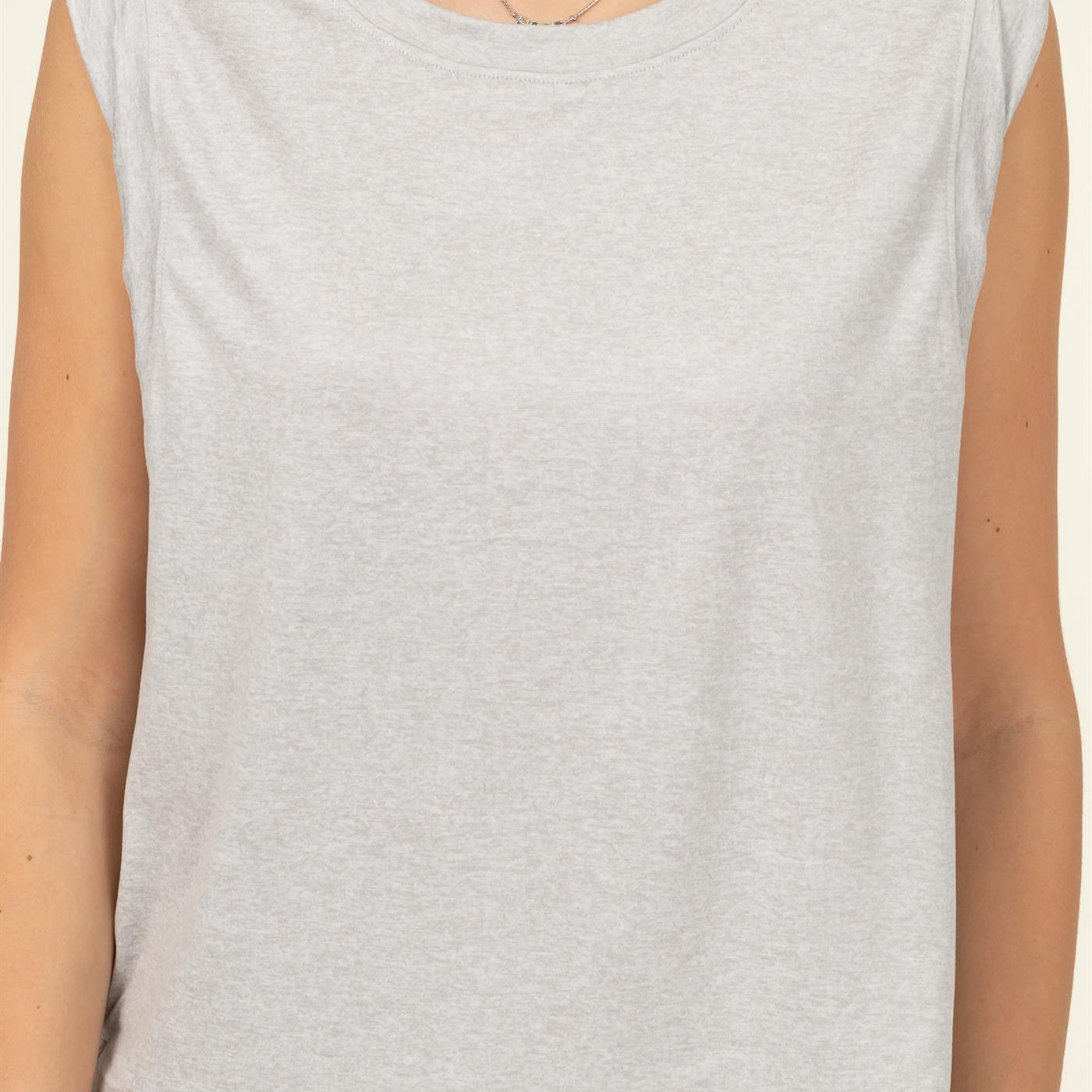 Wholesale Sleeveless Top Clothing Tops DZ22E690 LIGHT HEATHER GRAY DOUBLE ZERO