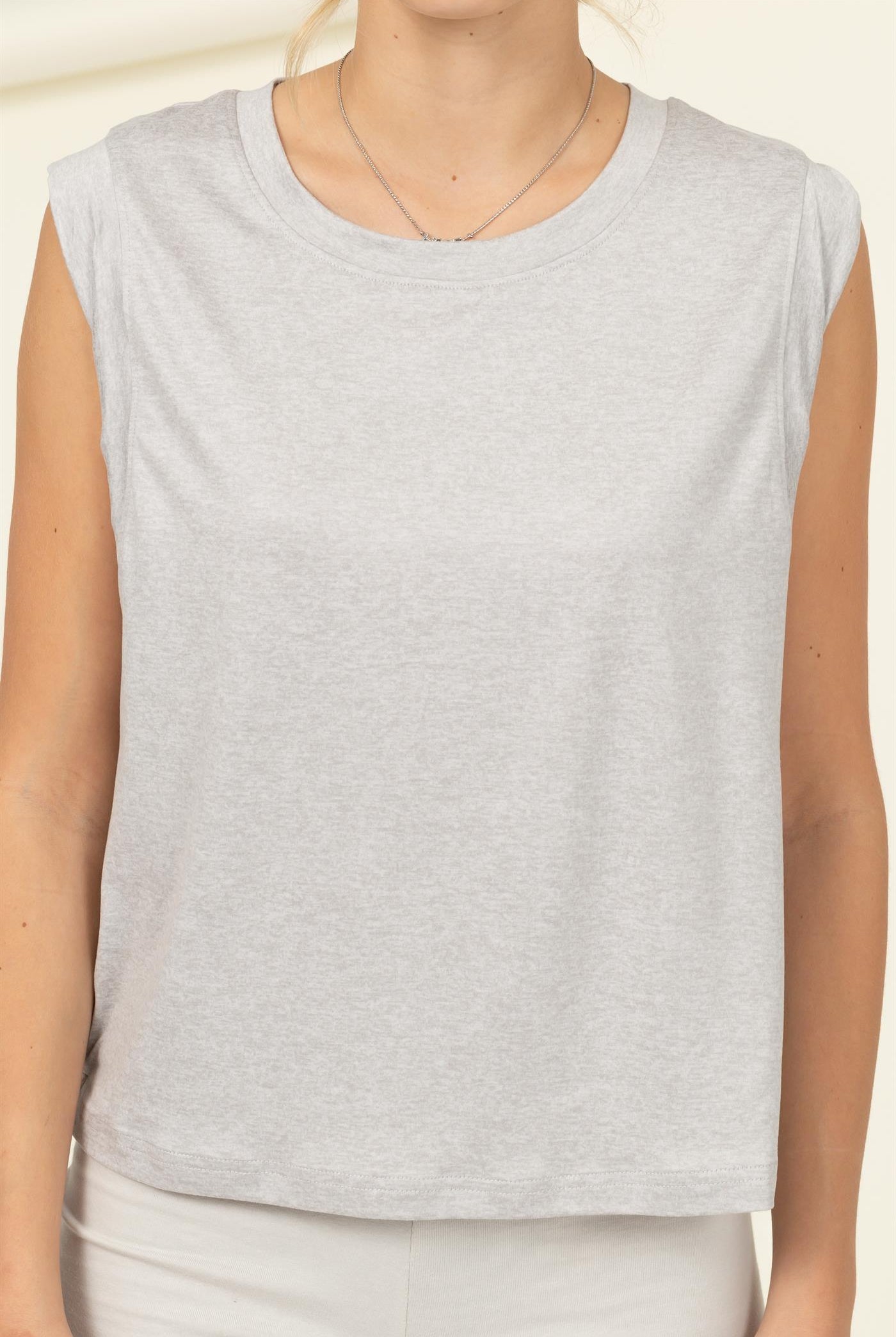 Wholesale Sleeveless Top Clothing Tops DZ22E690 LIGHT HEATHER GRAY DOUBLE ZERO