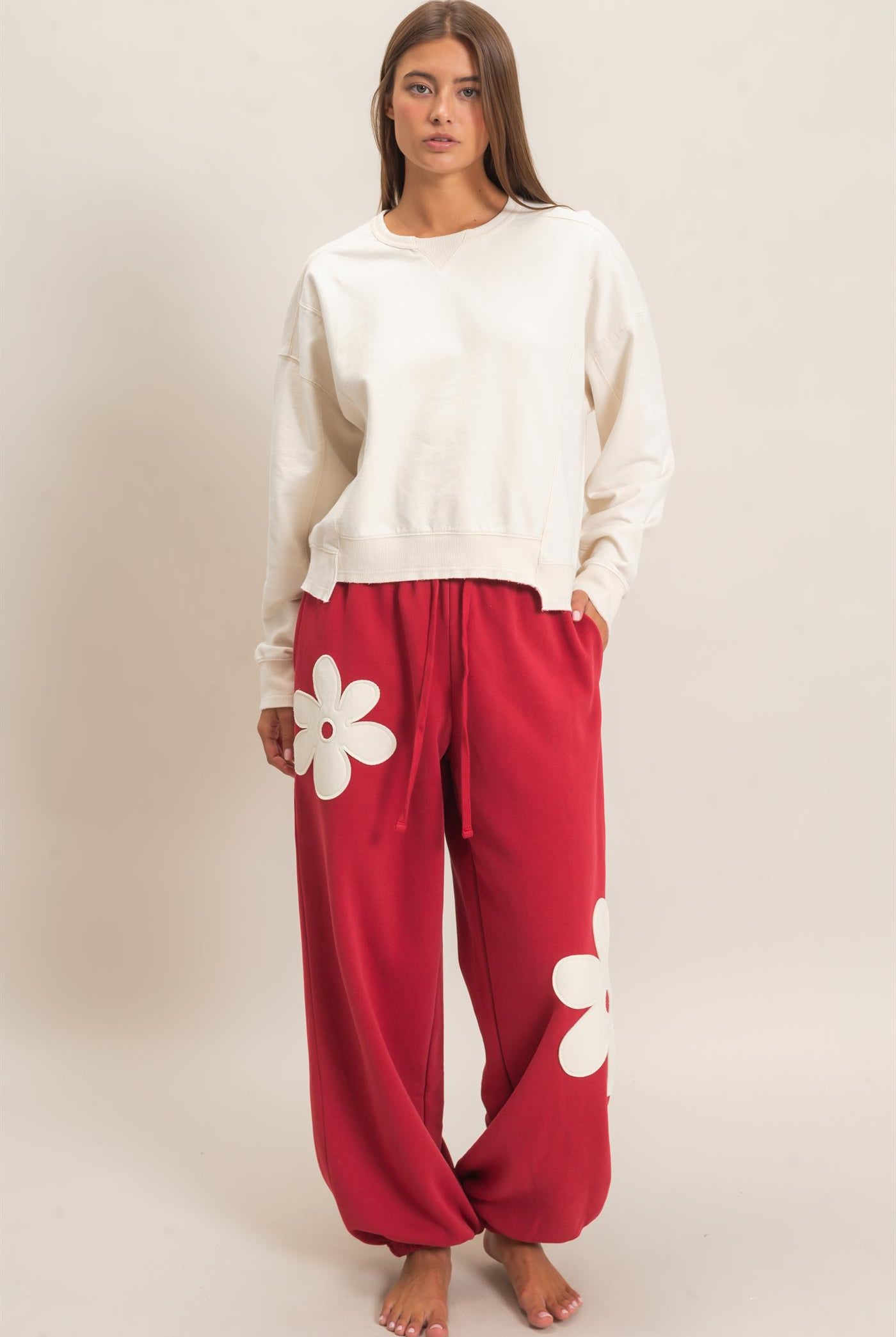 Wholesale Acid Wash Seam Detail Crew Neck Sweatshirt Sweatshirts DZ26E260 ALPACA DOUBLE ZERO