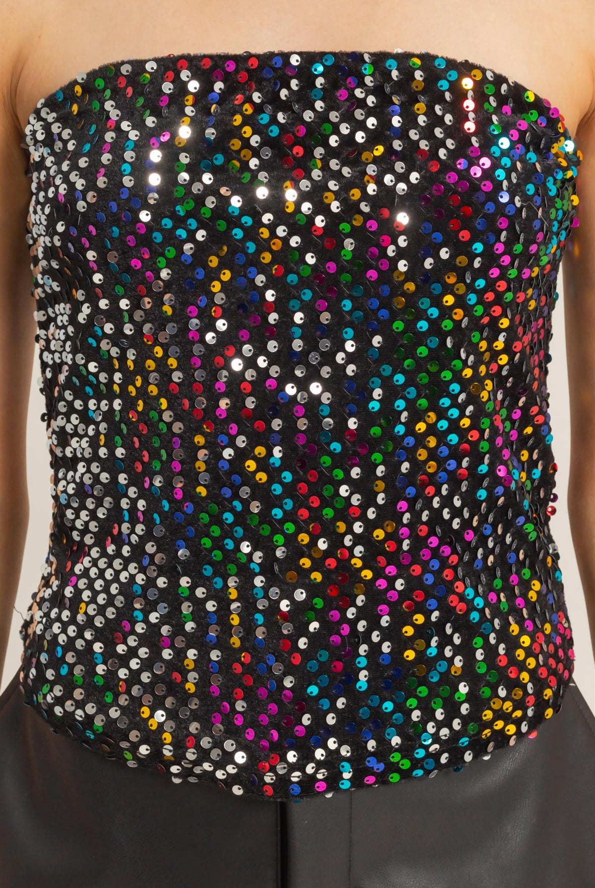 Wholesale Sequin Velvet Tube Top Clothing Tops HF26A018 MULTI HYFVE