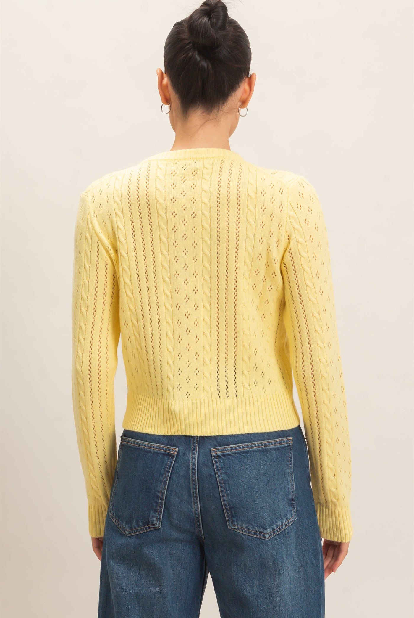 Wholesale Cable Knit Cardigan Cardigans HF26E150 PASTEL YELLOW HYFVE
