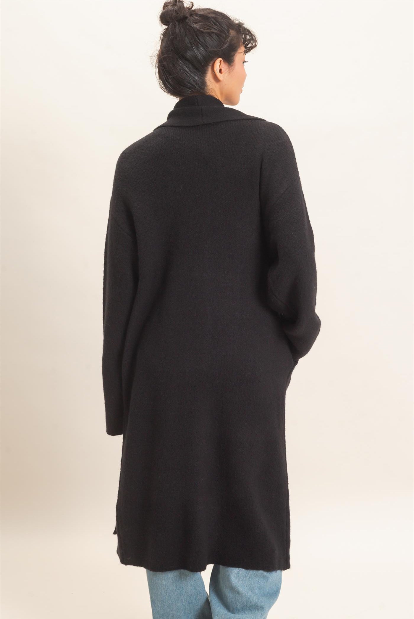 Wholesale Duster Cardigan Sweaters DZ26E267 BLACK DOUBLE ZERO