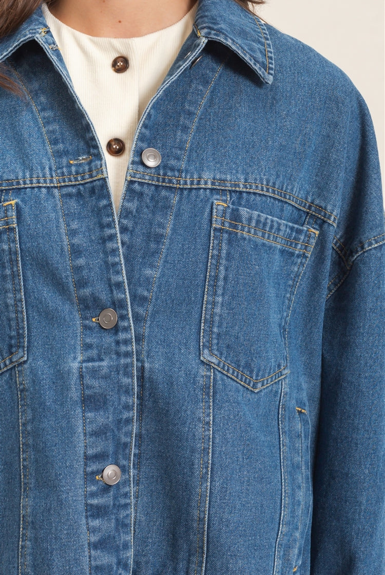 Wholesale Button-Up Denim Jacket Coats & Jackets HF26E001 LIGHT DENIM HYFVE